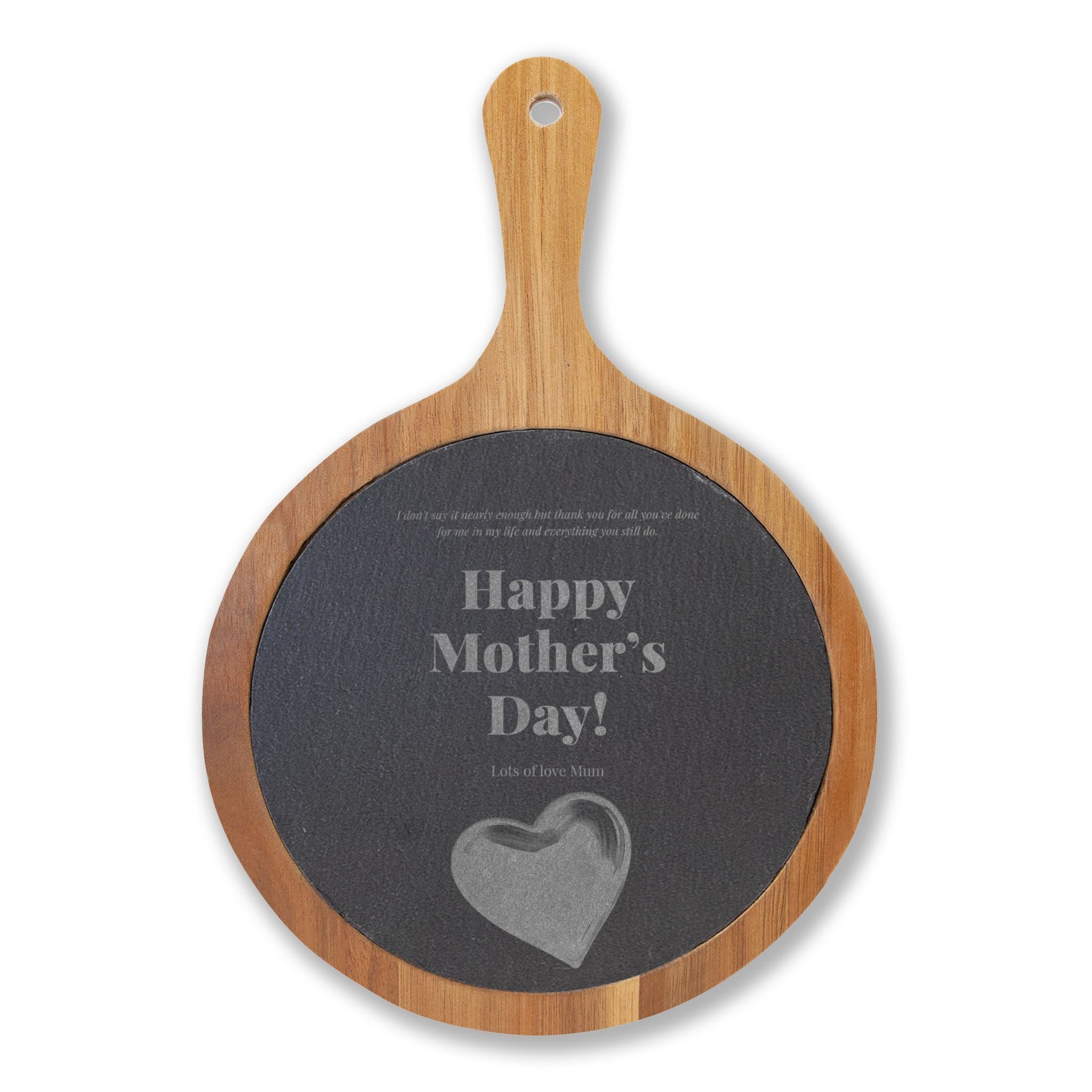 Engraved Mother's Day Charcuterie Board with Slate Insert & Cheese Tools