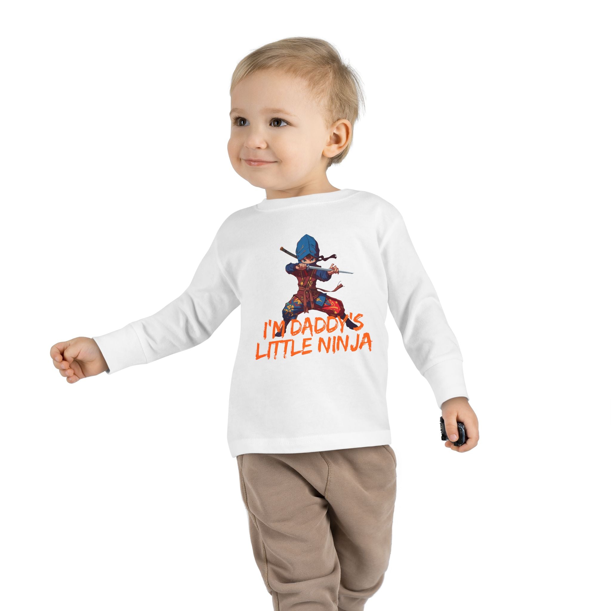 Toddler Long Sleeve Tee - "I'm Daddy's Little Ninja" Cute Martial Arts Graphic Shirt
