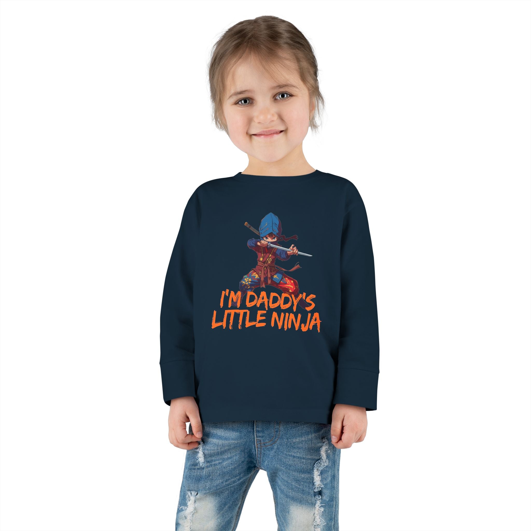 Toddler Long Sleeve Tee - "I'm Daddy's Little Ninja" Cute Martial Arts Graphic Shirt
