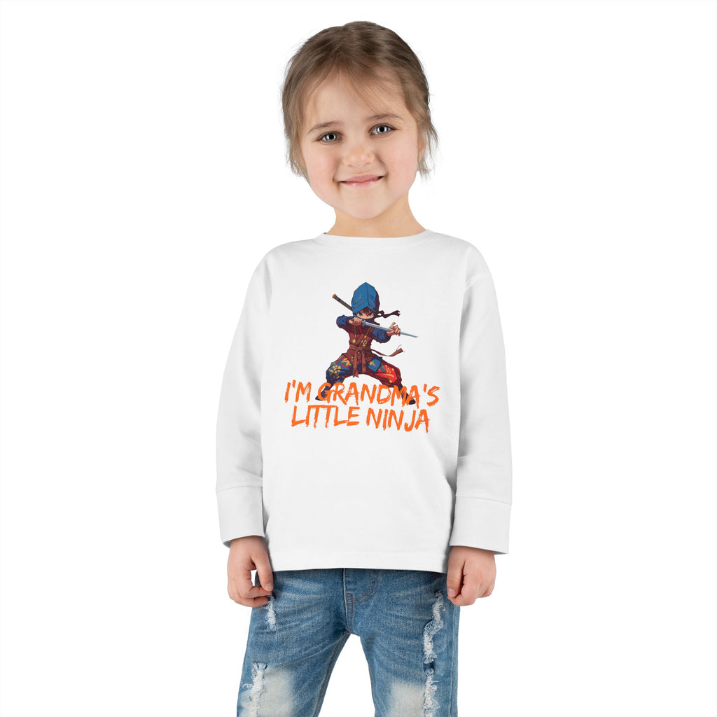 Toddler Long Sleeve Tee — "I'm Grandma's Little Ninja" Cute Ninja Kids Shirt