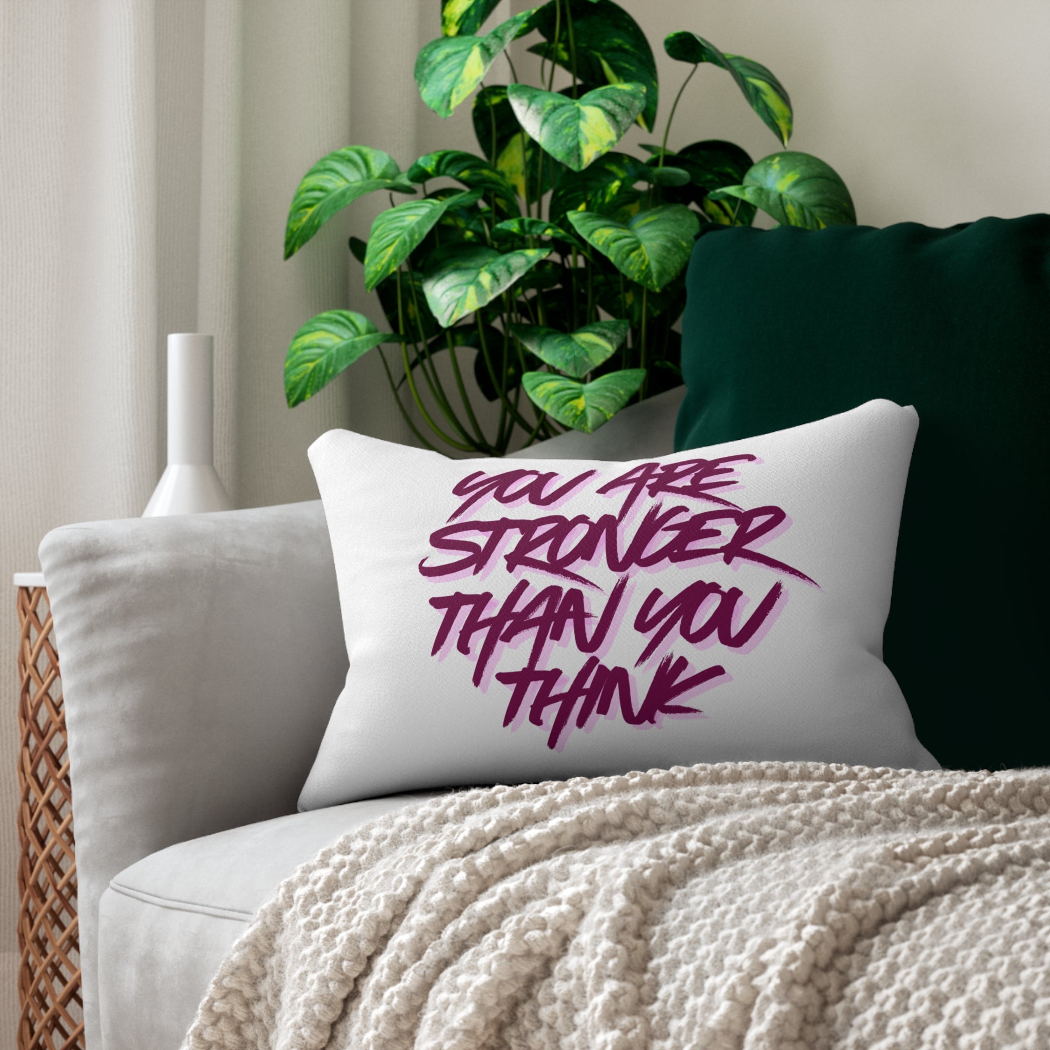 Inspirational Lumbar Pillow — "You Are Stronger Than You Think" Motivational Accent Pillow