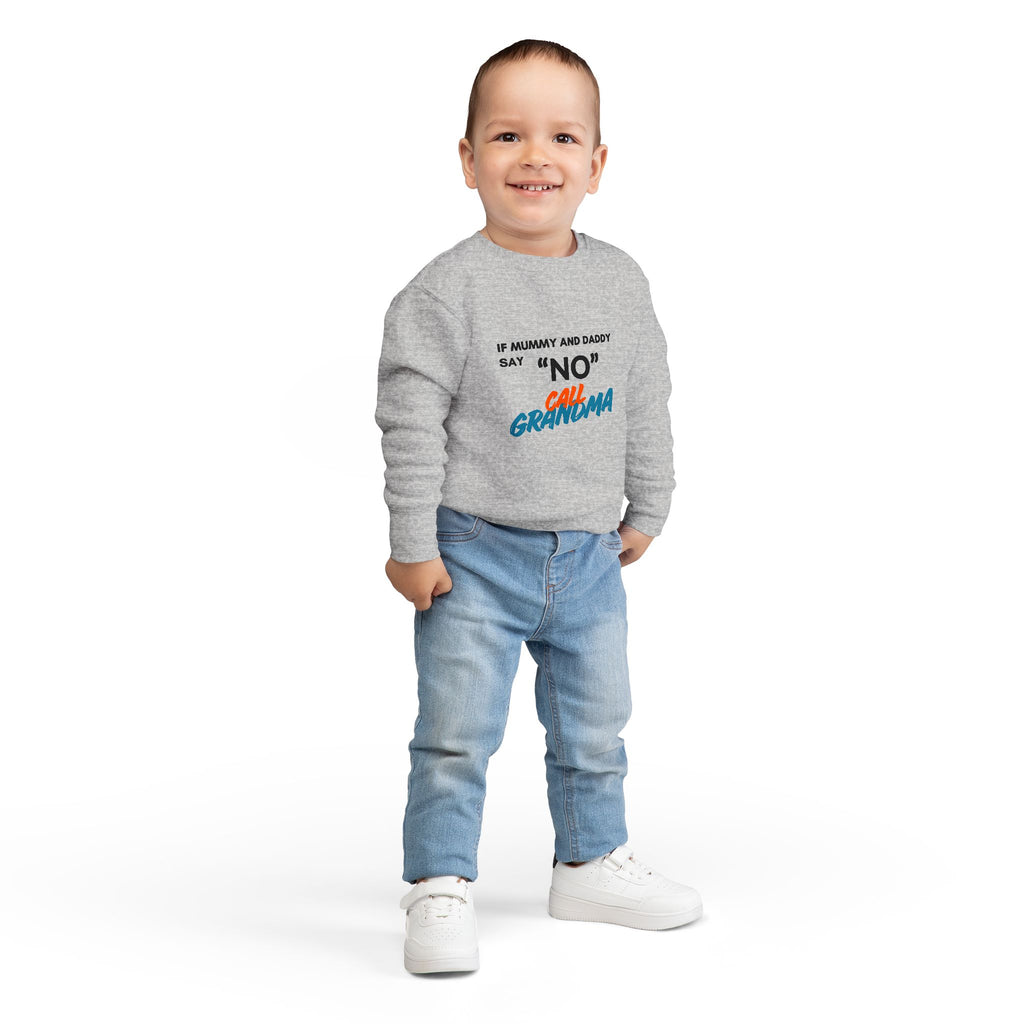 Toddler Sweatshirt: "If Mummy and Daddy Say 'No' Call Grandma" Cute Kids Pullover