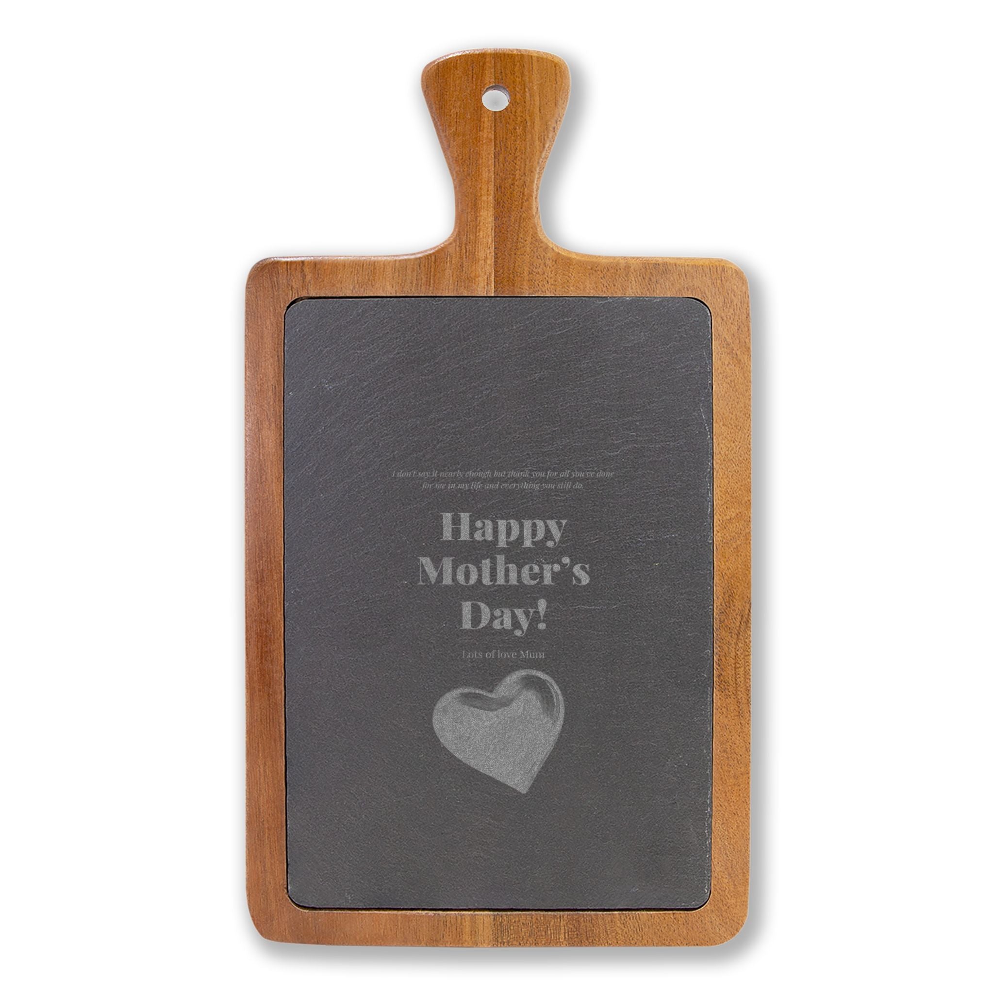 Engraved Mother's Day Charcuterie Board with Slate Insert & Cheese Tools
