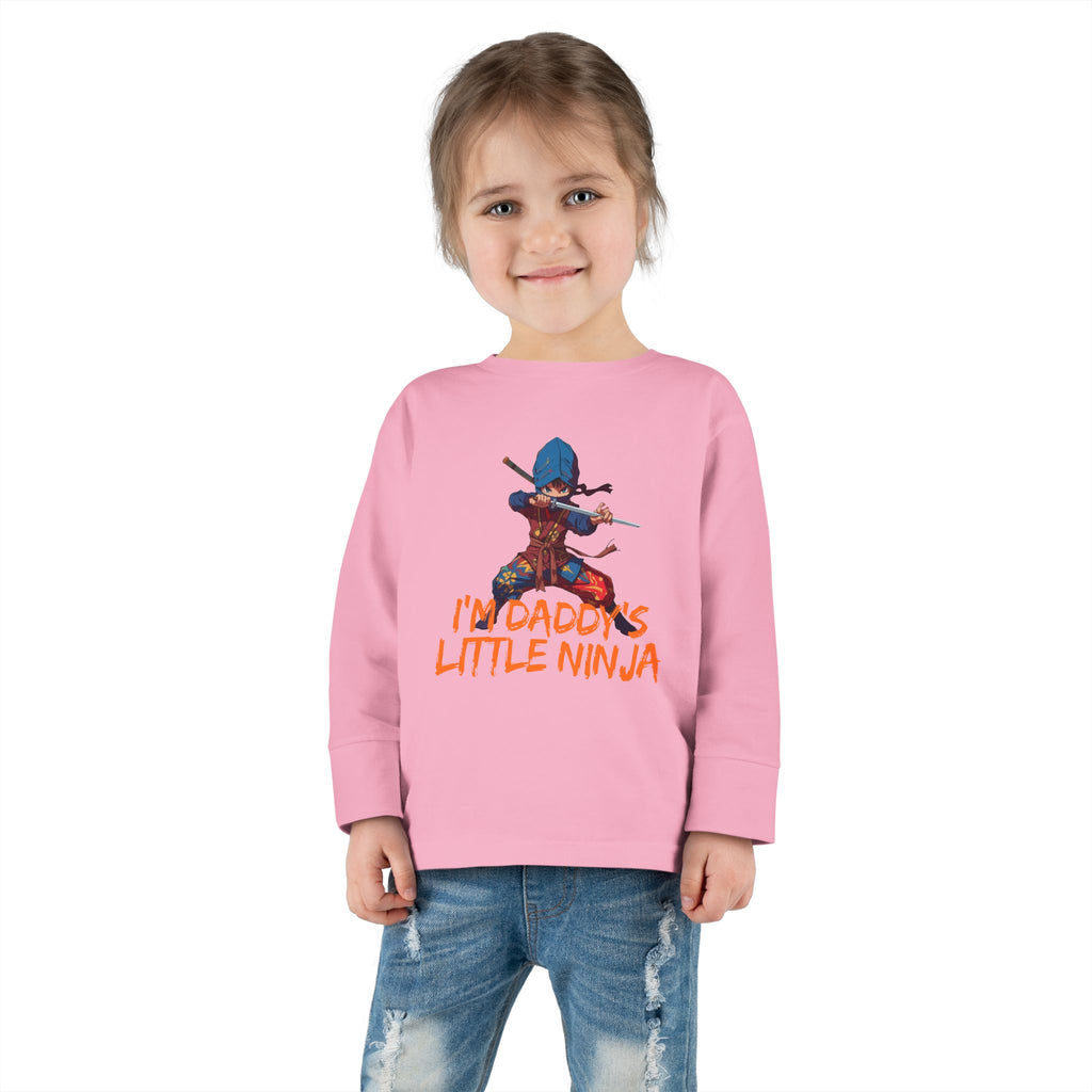 Toddler Long Sleeve Tee - "I'm Daddy's Little Ninja" Cute Martial Arts Graphic Shirt