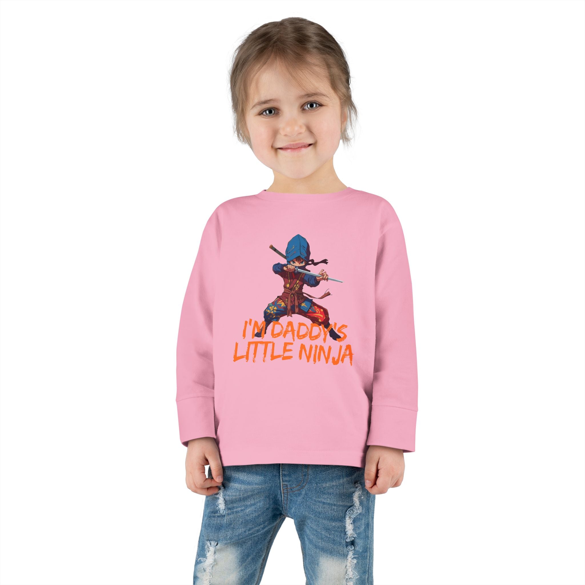 Toddler Long Sleeve Tee - "I'm Daddy's Little Ninja" Cute Martial Arts Graphic Shirt