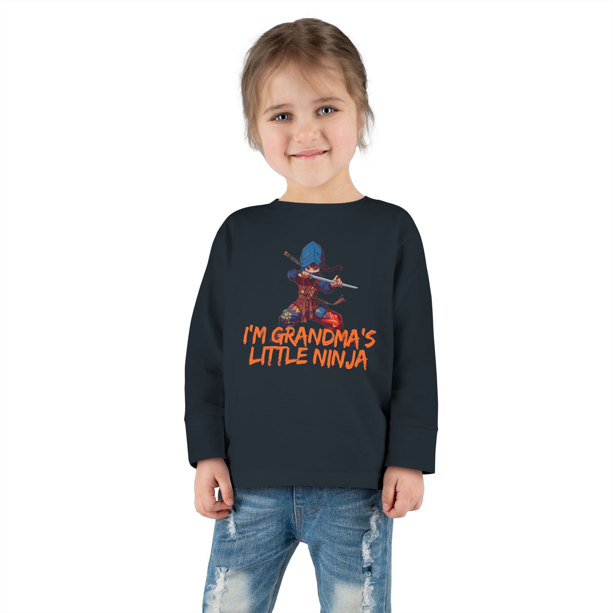 Toddler Long Sleeve Tee — "I'm Grandma's Little Ninja" Cute Ninja Kids Shirt
