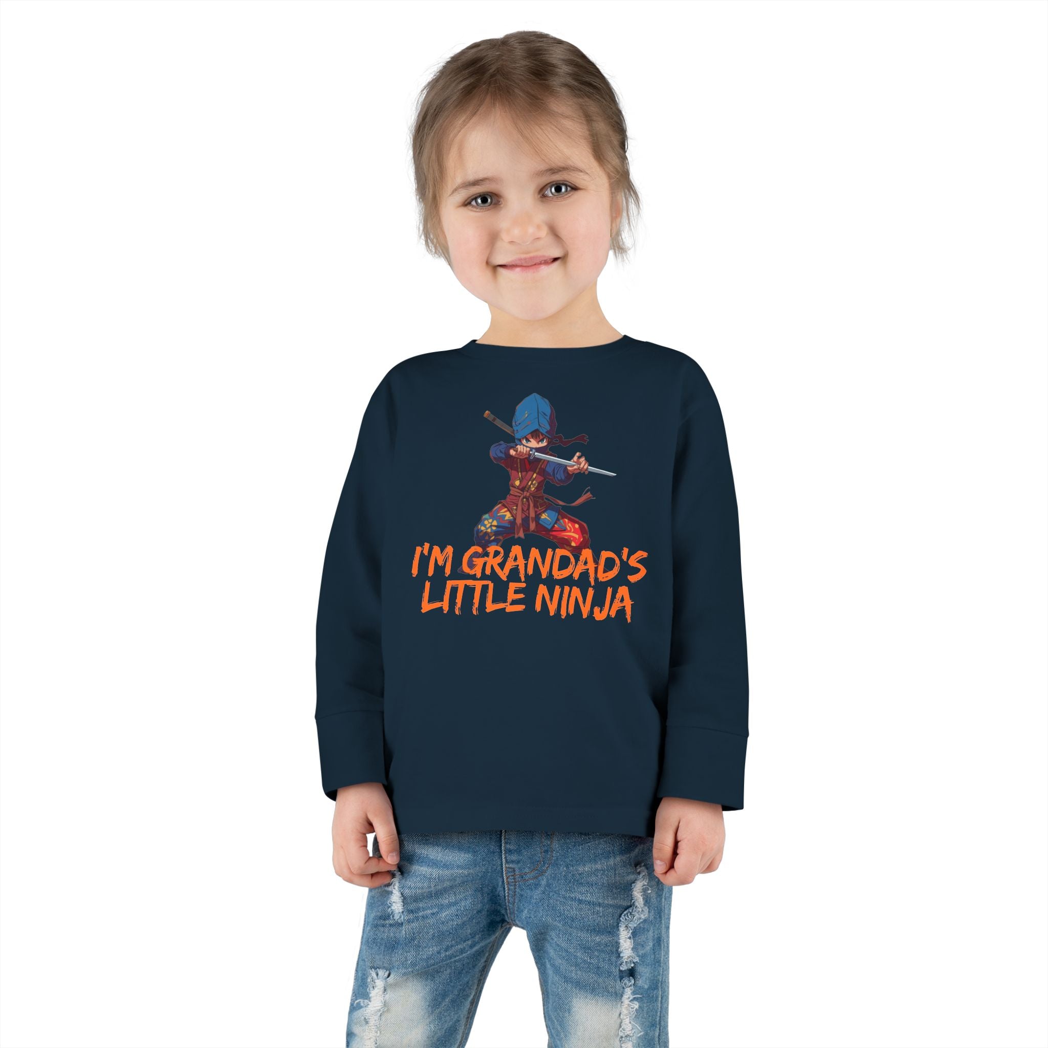 Toddler Tee - "I'm Grandpa's Little Ninja" Cute Kids Long Sleeve Shirt