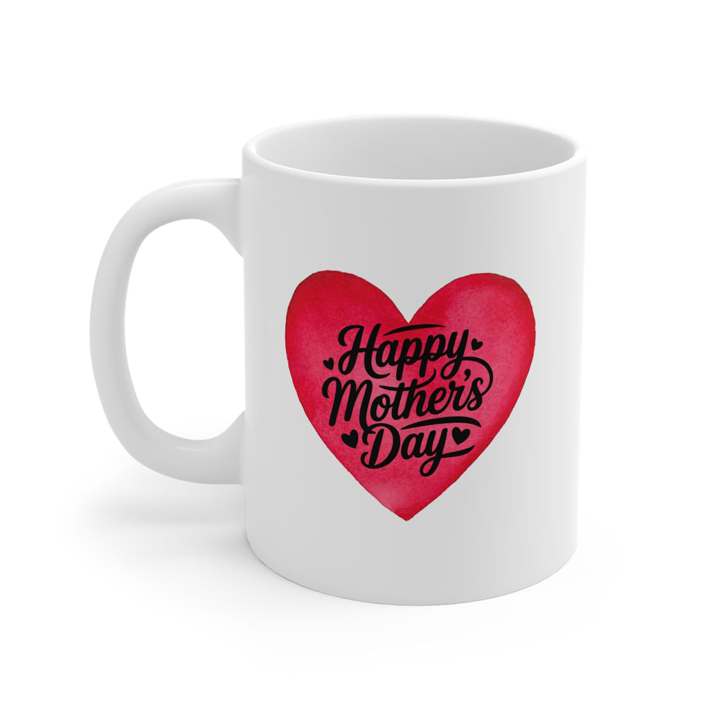 Mother's Day Mug — Red Heart "Happy Mother's Day" 11oz Ceramic