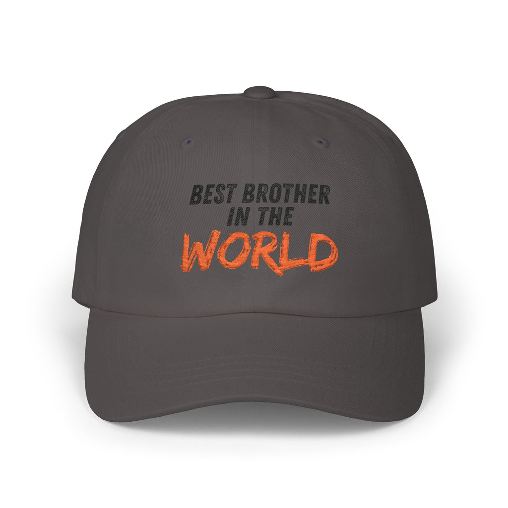 Best Brother in the World Dad Cap — Embroidered White Classic Hat for Brothers, Birthday & Brother’s Day Gift