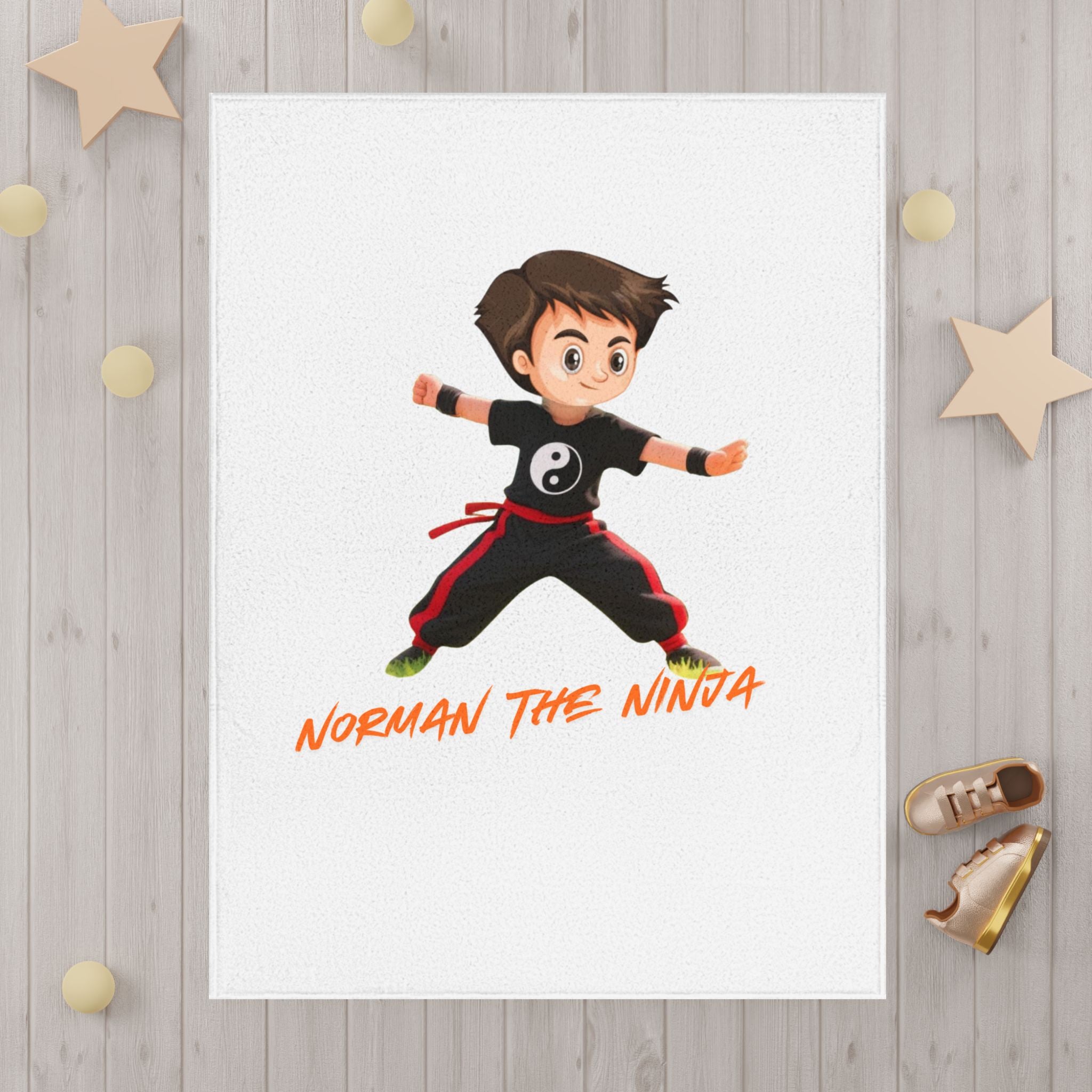 Toddler Blanket — "Norman the Ninja" Cute Martial Arts Baby Blanket