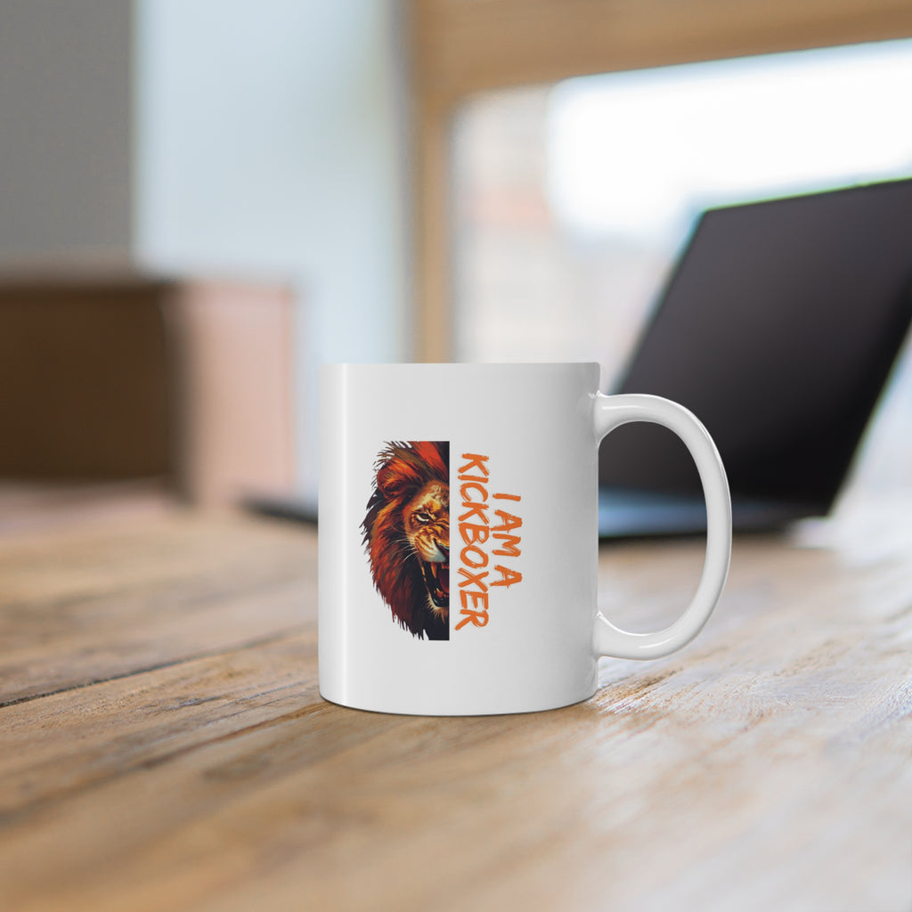 Kickboxer Lion Mug — "I Am a Kickboxer" Coffee Cup for Martial Arts Fans