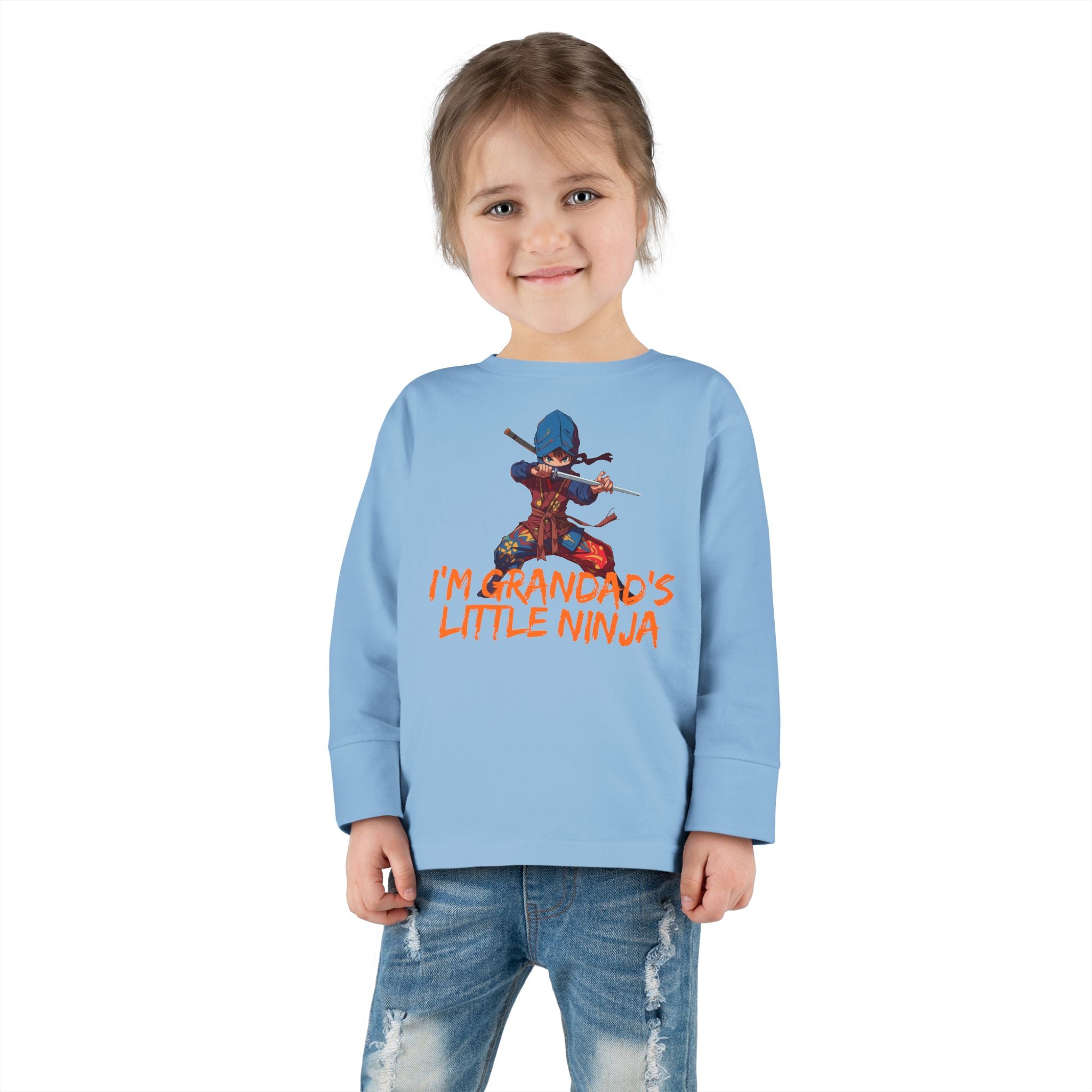 Toddler Tee - "I'm Grandpa's Little Ninja" Cute Kids Long Sleeve Shirt