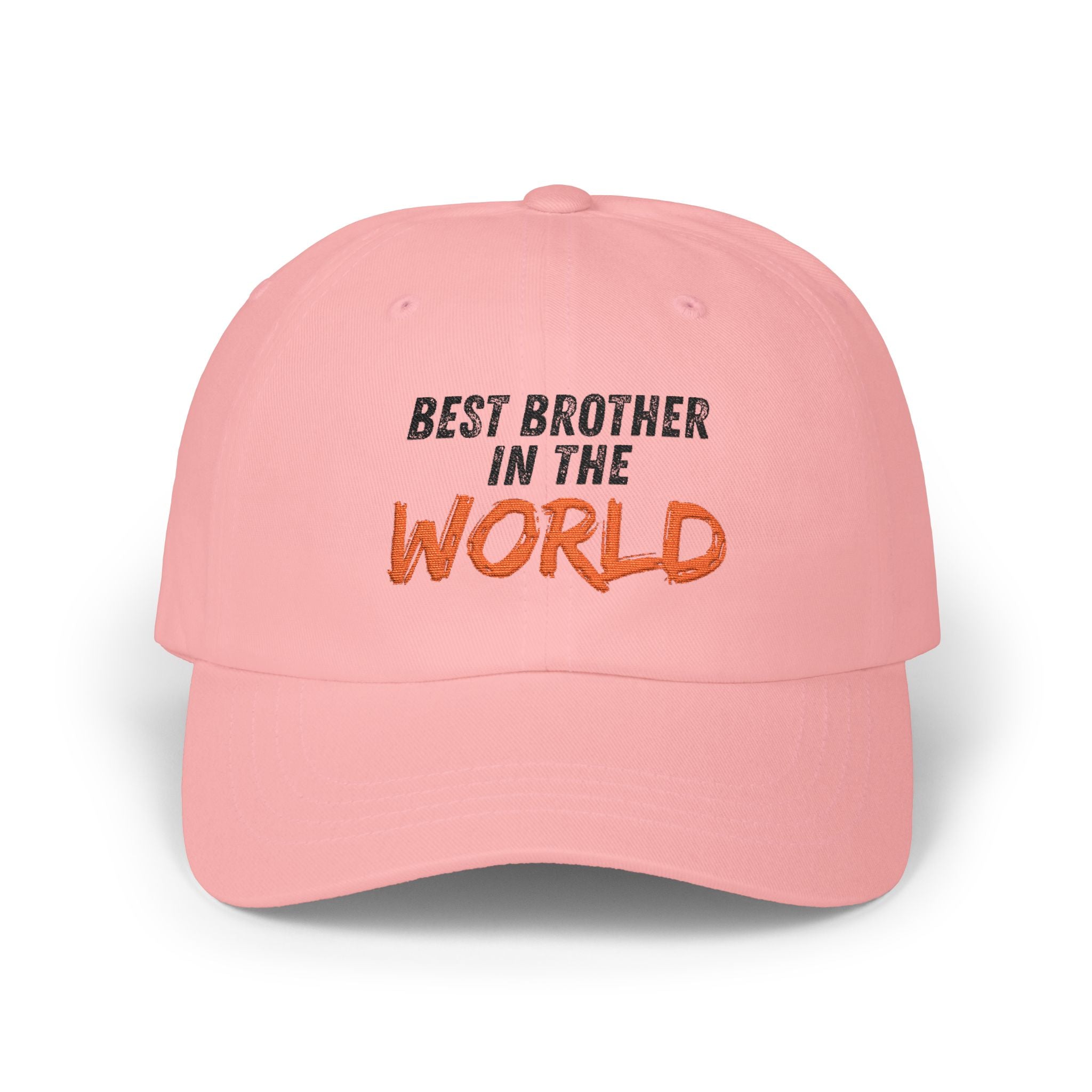Best Brother in the World Dad Cap — Embroidered White Classic Hat for Brothers, Birthday & Brother’s Day Gift