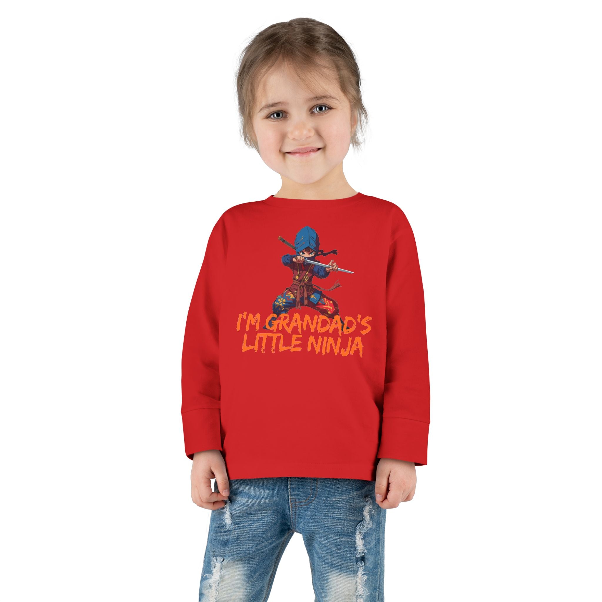 Toddler Tee - "I'm Grandpa's Little Ninja" Cute Kids Long Sleeve Shirt