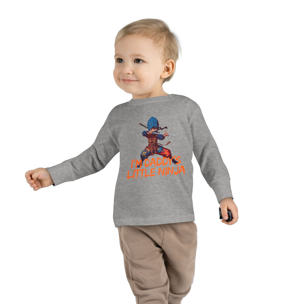 Toddler Long Sleeve Tee - "I'm Daddy's Little Ninja" Cute Martial Arts Graphic Shirt