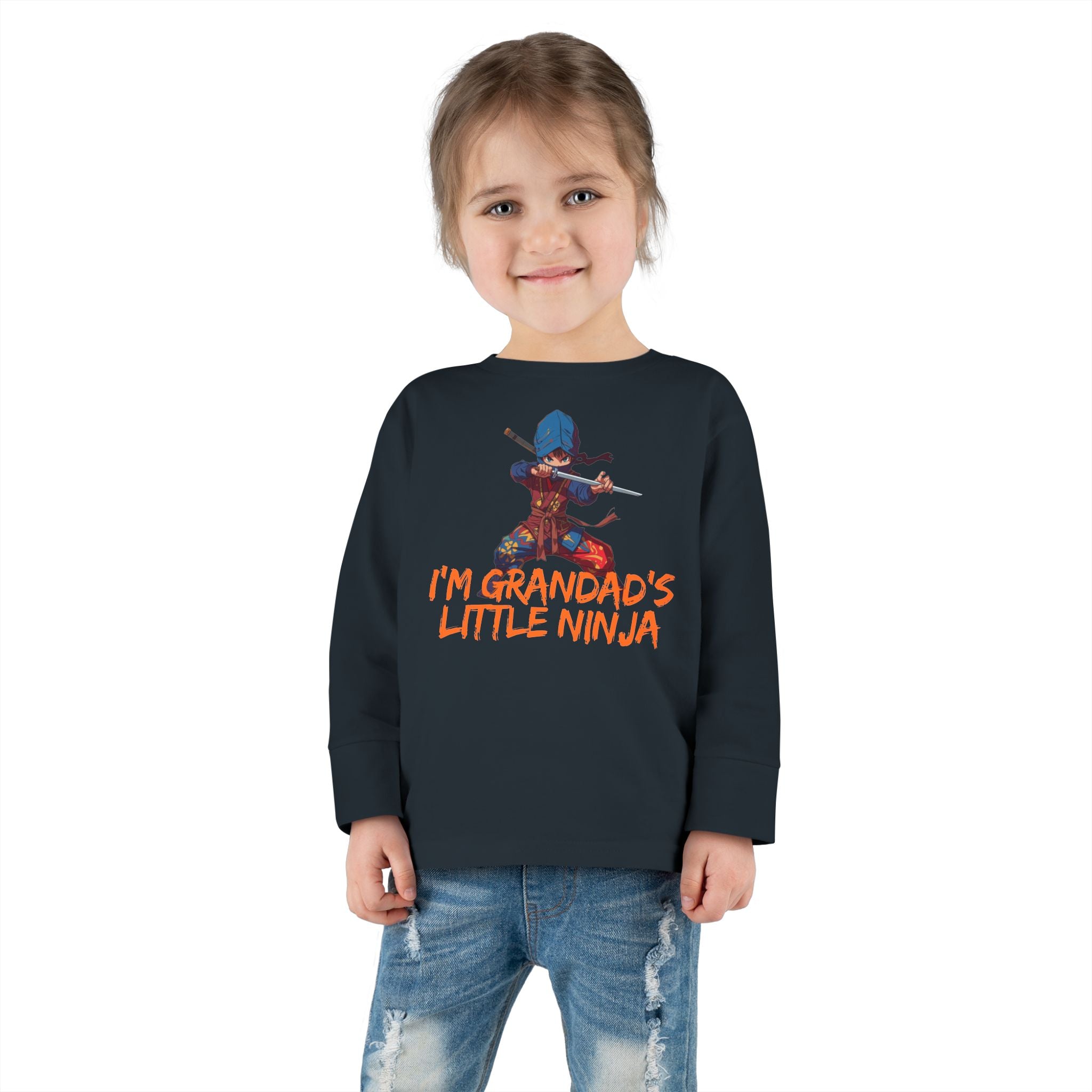 Toddler Tee - "I'm Grandpa's Little Ninja" Cute Kids Long Sleeve Shirt