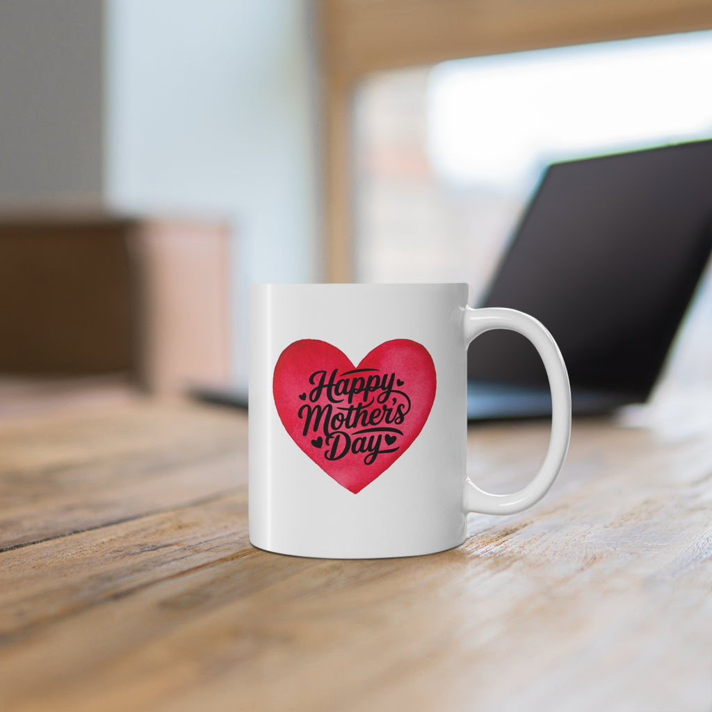 Mother's Day Mug — Red Heart "Happy Mother's Day" 11oz Ceramic
