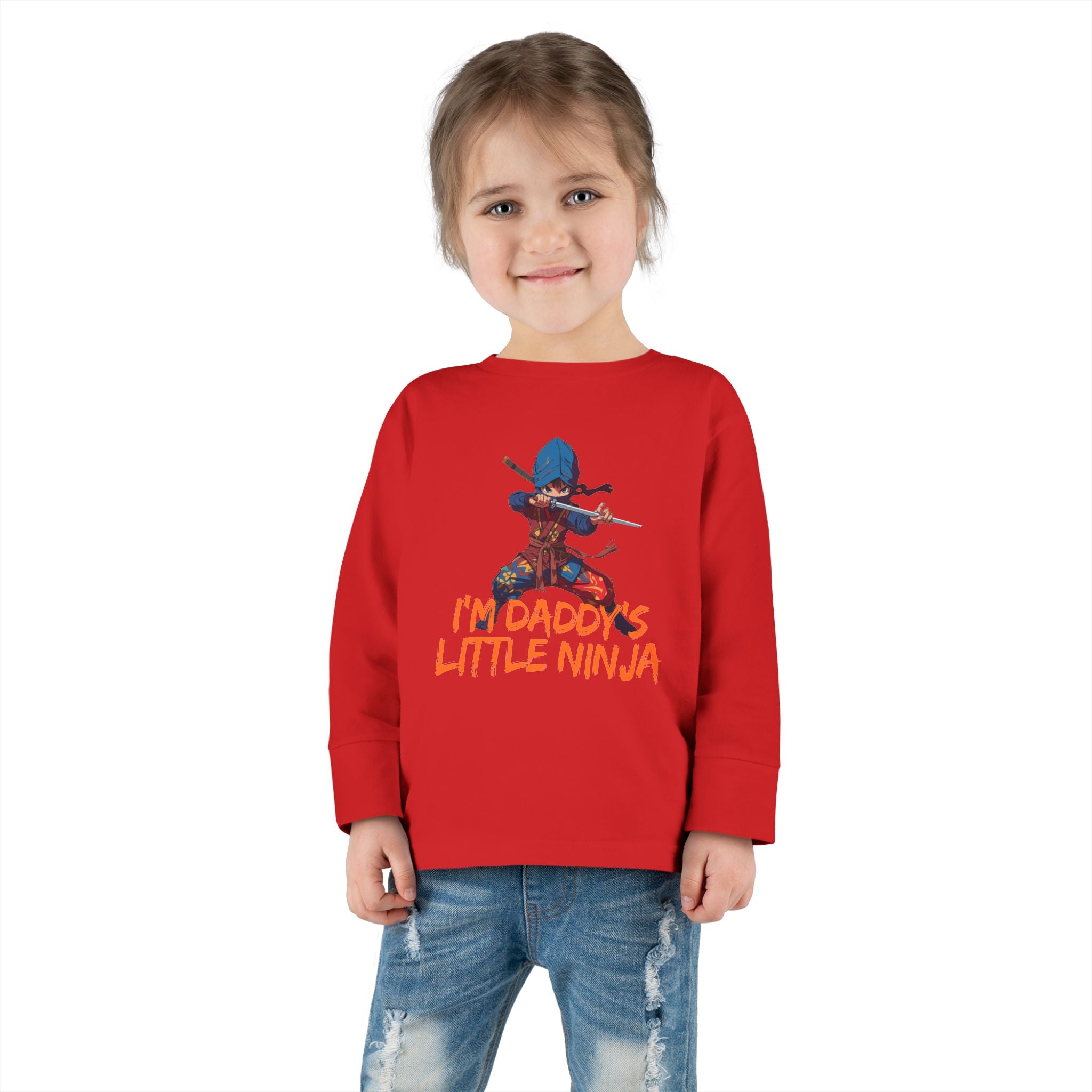Toddler Long Sleeve Tee - "I'm Daddy's Little Ninja" Cute Martial Arts Graphic Shirt