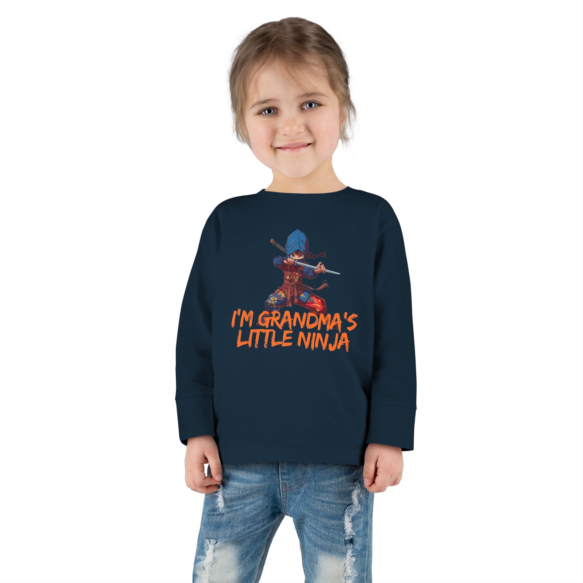Toddler Long Sleeve Tee — "I'm Grandma's Little Ninja" Cute Ninja Kids Shirt