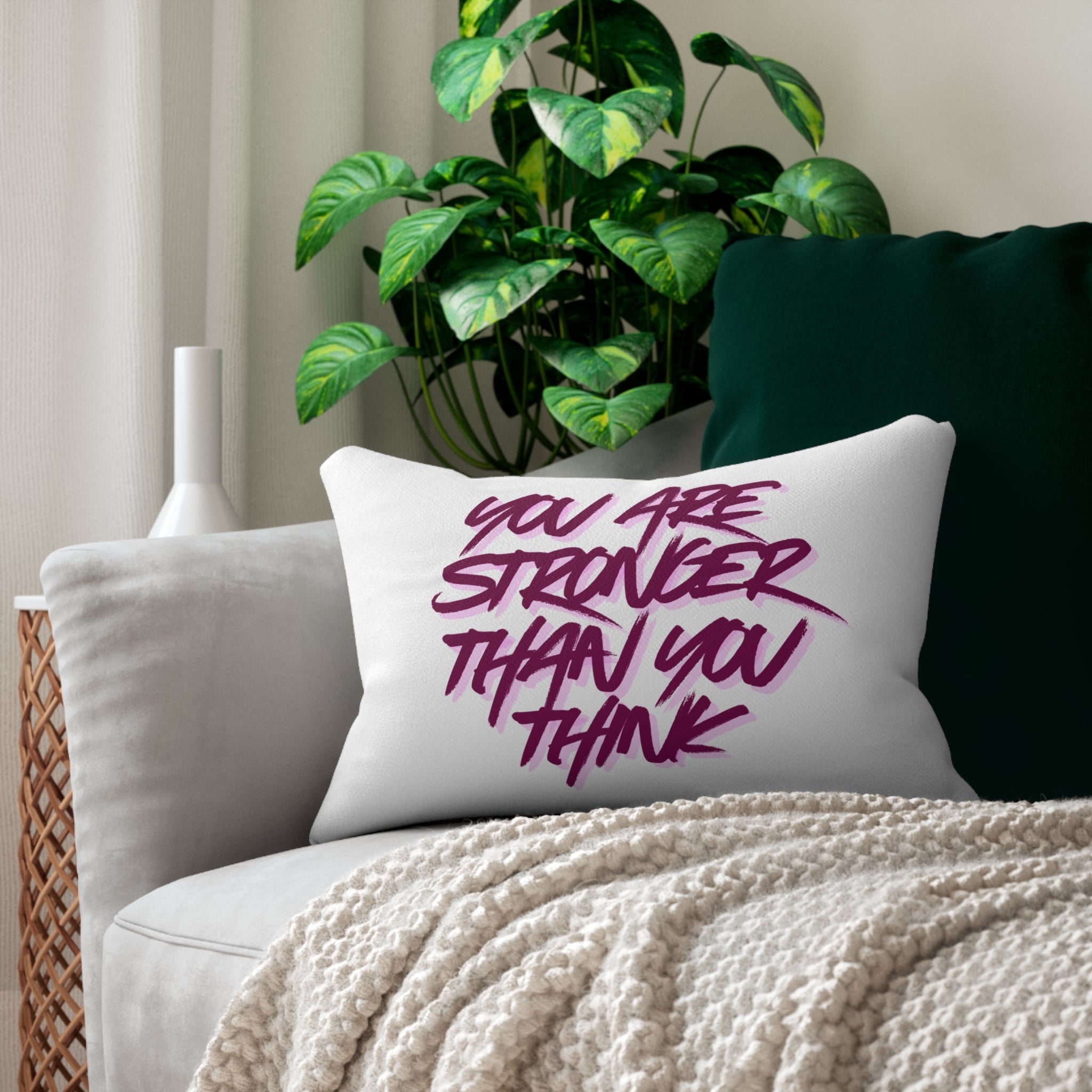 Lumbar Pillow - "You Are Stronger Than You Think" Inspirational Accent
