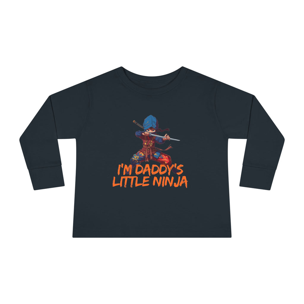 Toddler Long Sleeve Tee - "I'm Daddy's Little Ninja" Cute Martial Arts Graphic Shirt