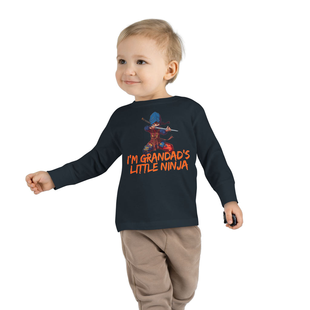 Toddler Tee - "I'm Grandpa's Little Ninja" Cute Kids Long Sleeve Shirt