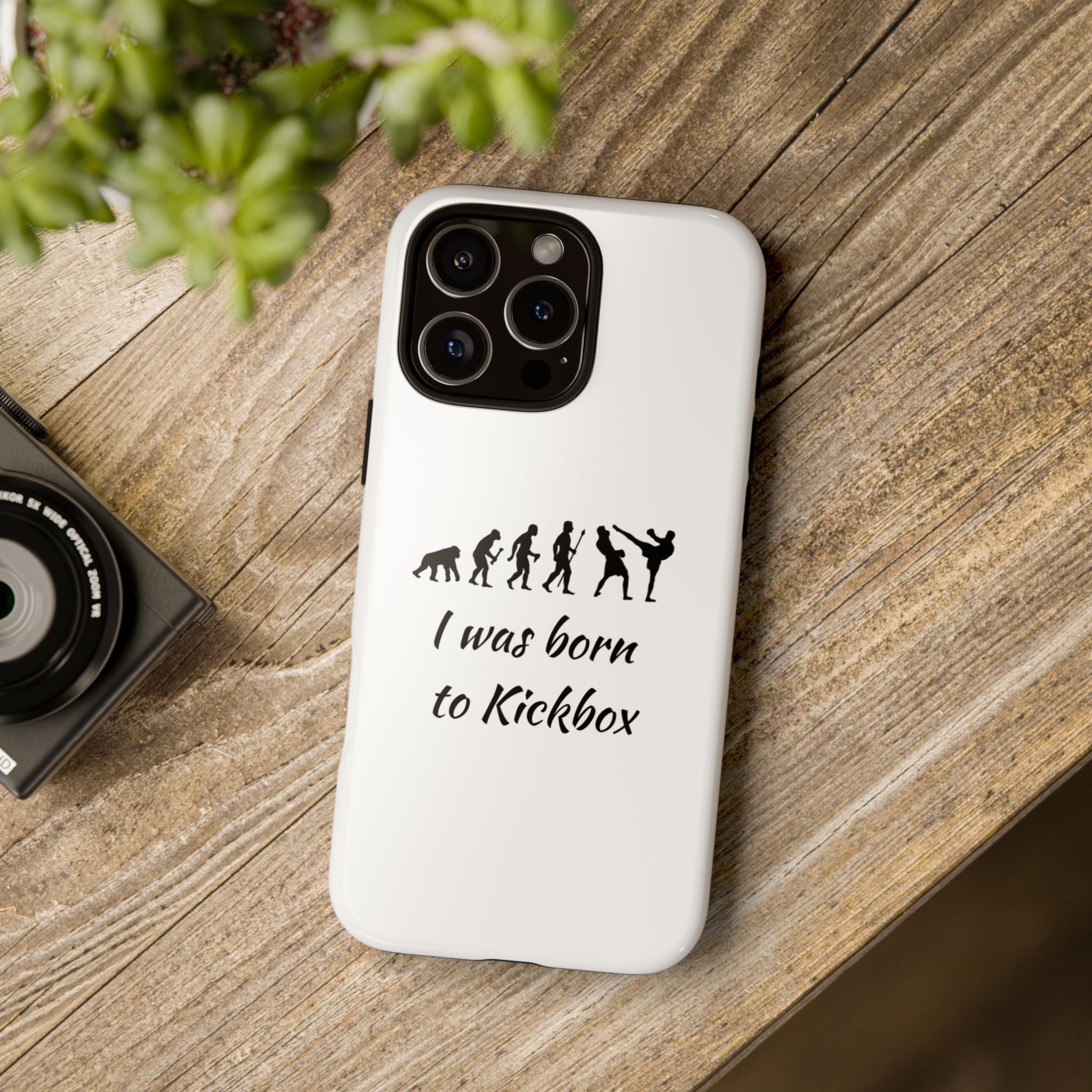 Kickboxing Phone Case — "I Was Born to Kickbox" Protective Tough Case