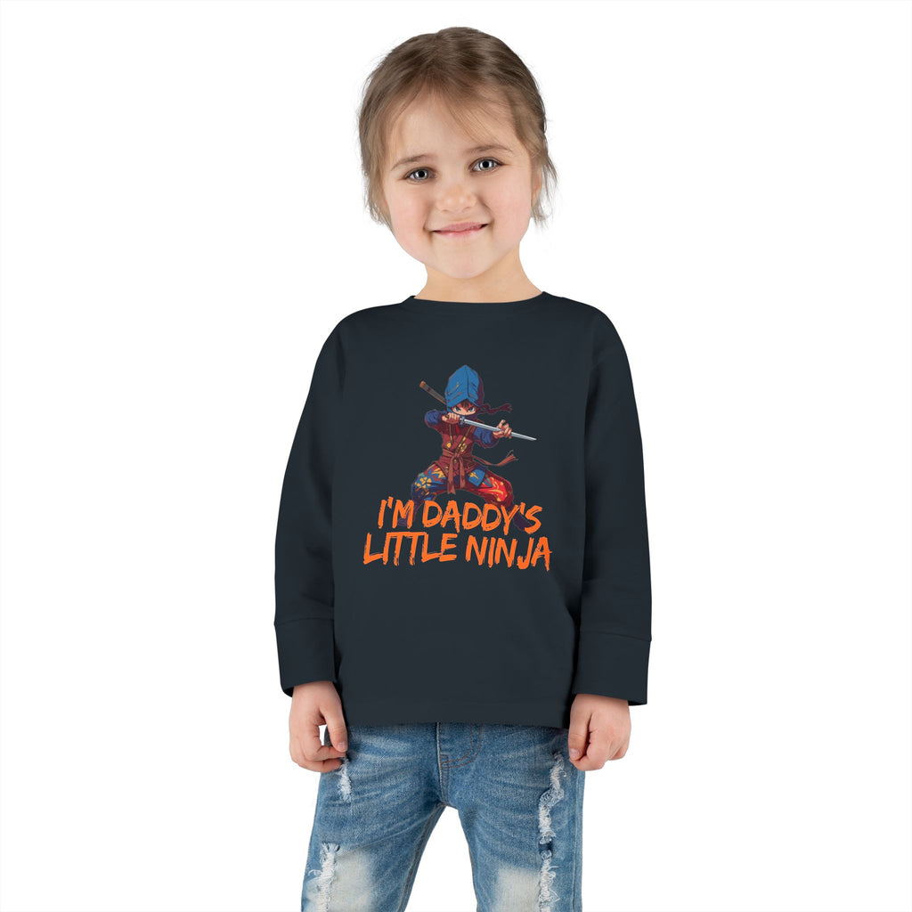 Toddler Long Sleeve Tee - "I'm Daddy's Little Ninja" Cute Martial Arts Graphic Shirt