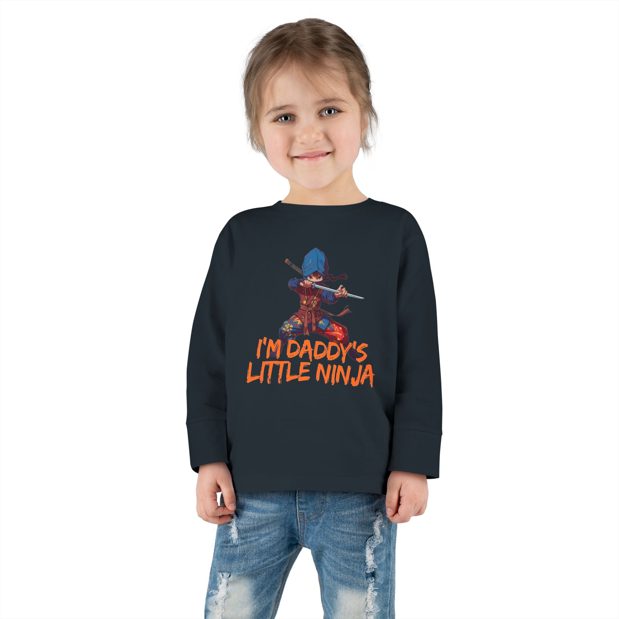Toddler Long Sleeve Tee - "I'm Daddy's Little Ninja" Cute Martial Arts Graphic Shirt
