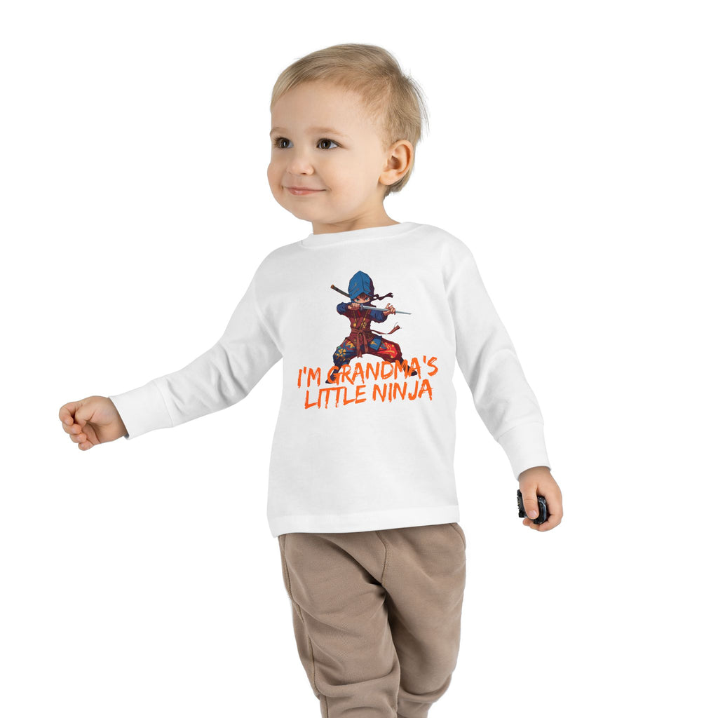 Toddler Long Sleeve Tee — "I'm Grandma's Little Ninja" Cute Ninja Kids Shirt