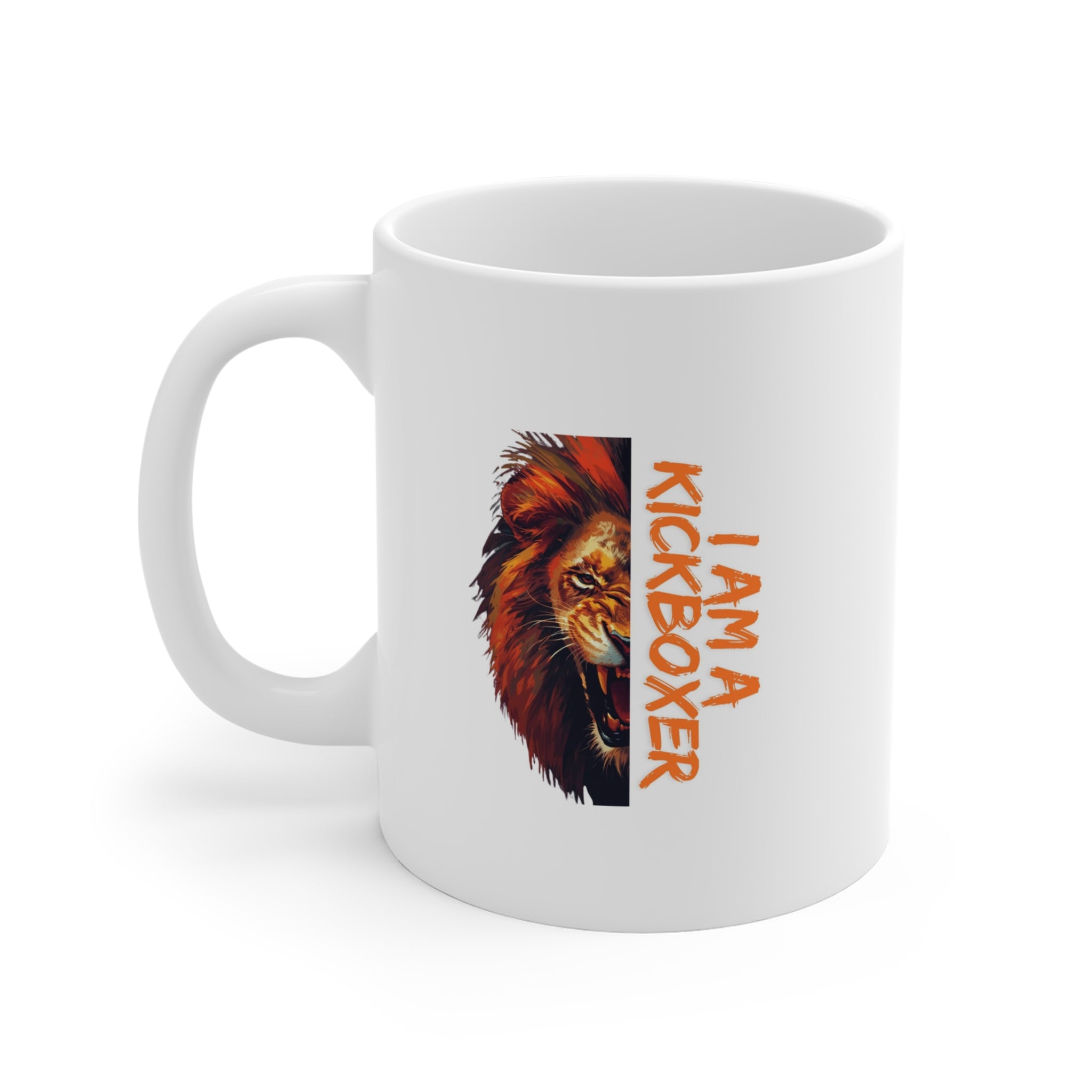Kickboxer Lion Mug — "I Am a Kickboxer" Coffee Cup for Martial Arts Fans