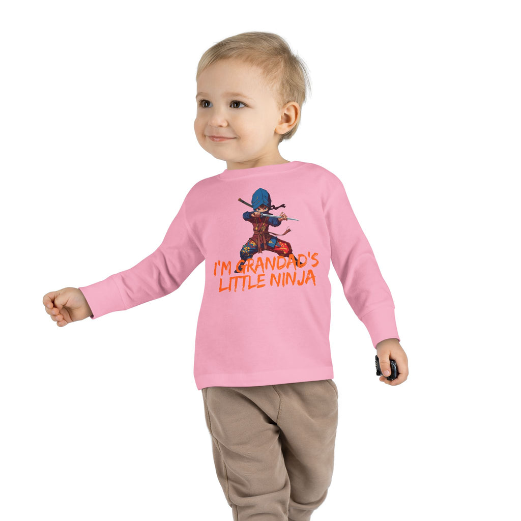 Toddler Tee - "I'm Grandpa's Little Ninja" Cute Kids Long Sleeve Shirt