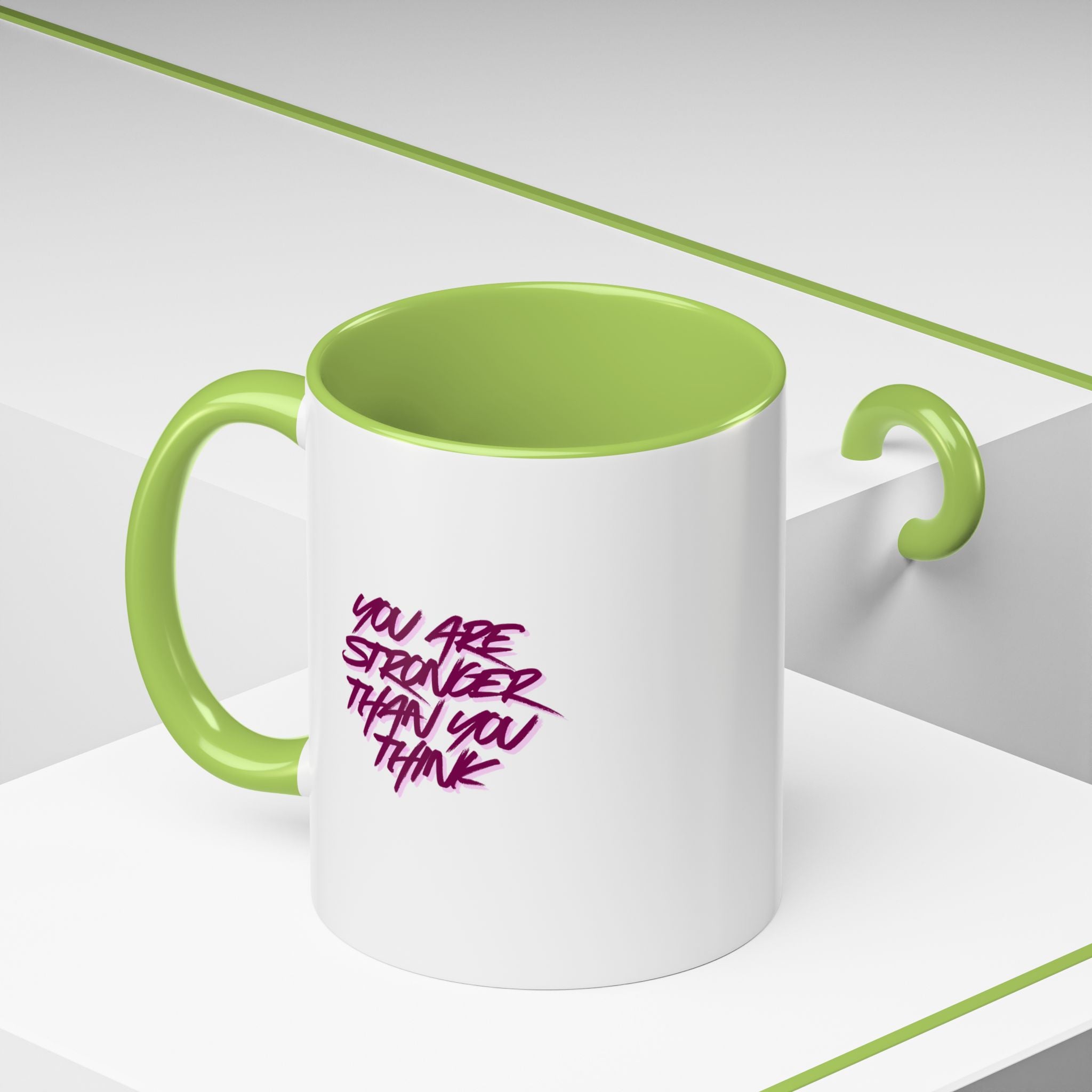 You Are Stronger Than You Think Accent Coffee Mug — Motivational Tea Cup (11/15oz)