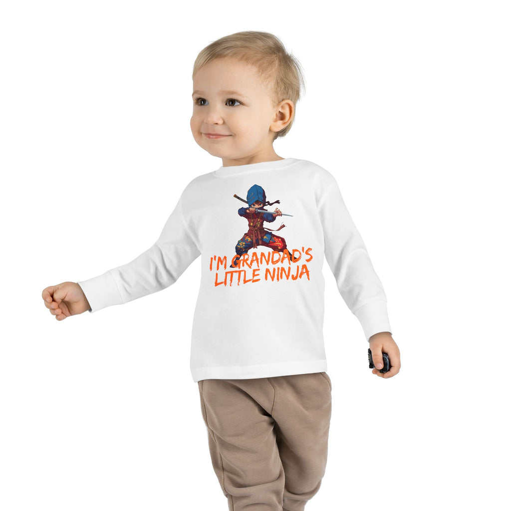 Toddler Tee - "I'm Grandpa's Little Ninja" Cute Kids Long Sleeve Shirt