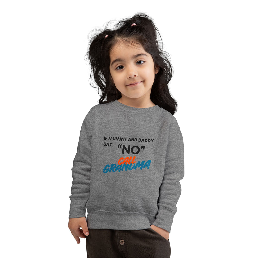 Toddler Sweatshirt: "If Mummy and Daddy Say 'No' Call Grandma" Cute Kids Pullover