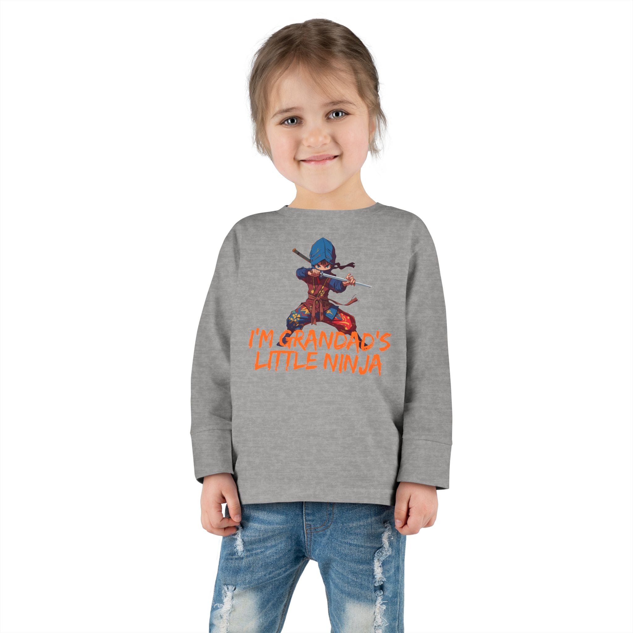 Toddler Tee - "I'm Grandpa's Little Ninja" Cute Kids Long Sleeve Shirt