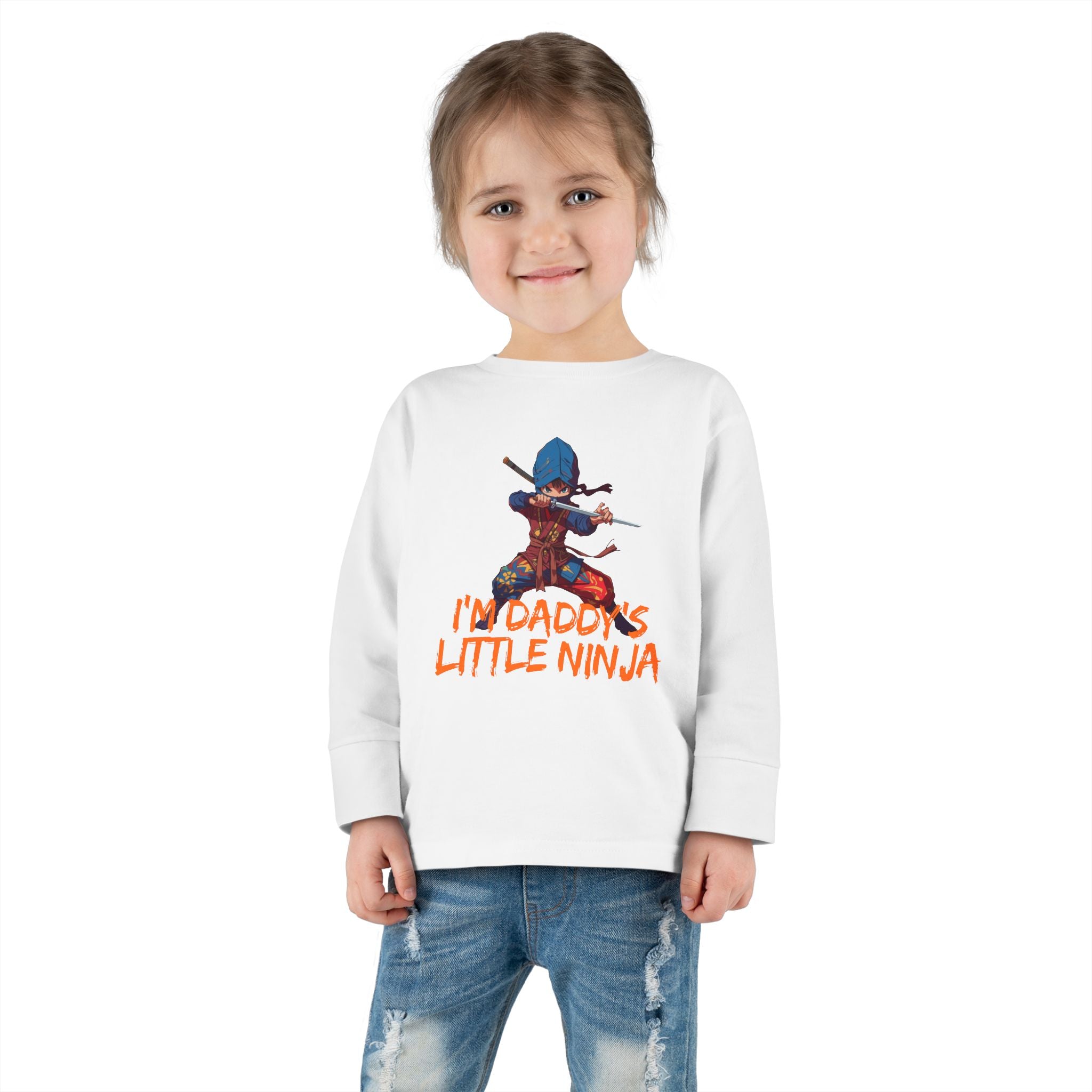 Toddler Long Sleeve Tee - "I'm Daddy's Little Ninja" Cute Martial Arts Graphic Shirt