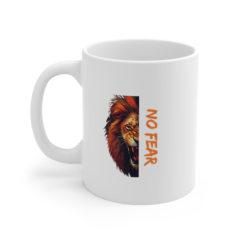 No Fear Lion Mug — Bold 11oz Coffee Cup for Courage & Motivation