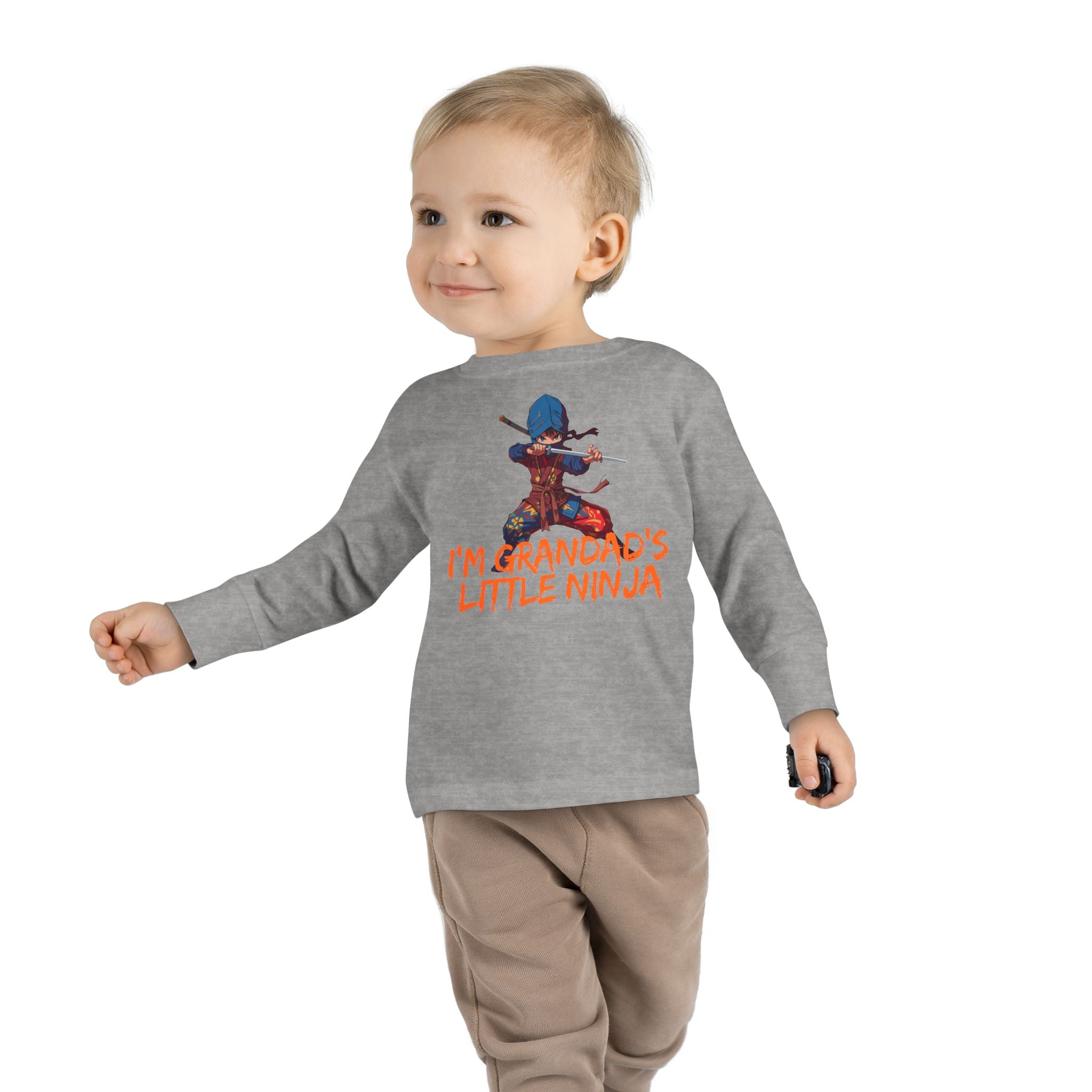 Toddler Tee - "I'm Grandpa's Little Ninja" Cute Kids Long Sleeve Shirt