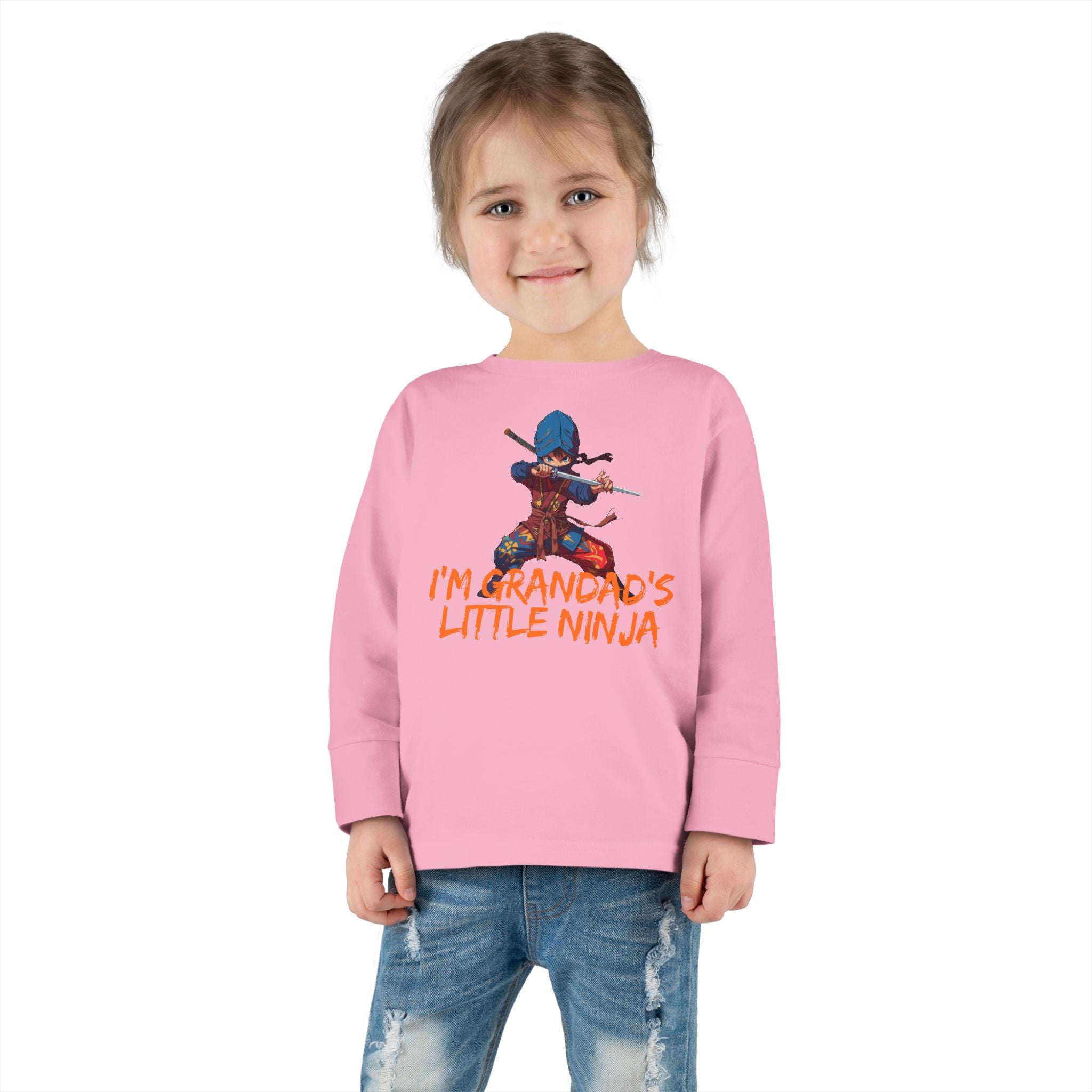 Toddler Tee - "I'm Grandpa's Little Ninja" Cute Kids Long Sleeve Shirt