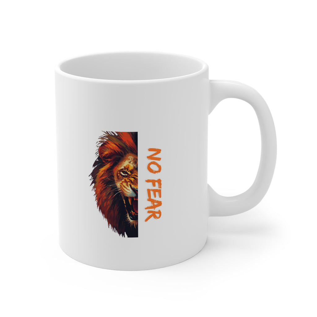 No Fear Lion Mug — Bold 11oz Coffee Cup for Courage & Motivation