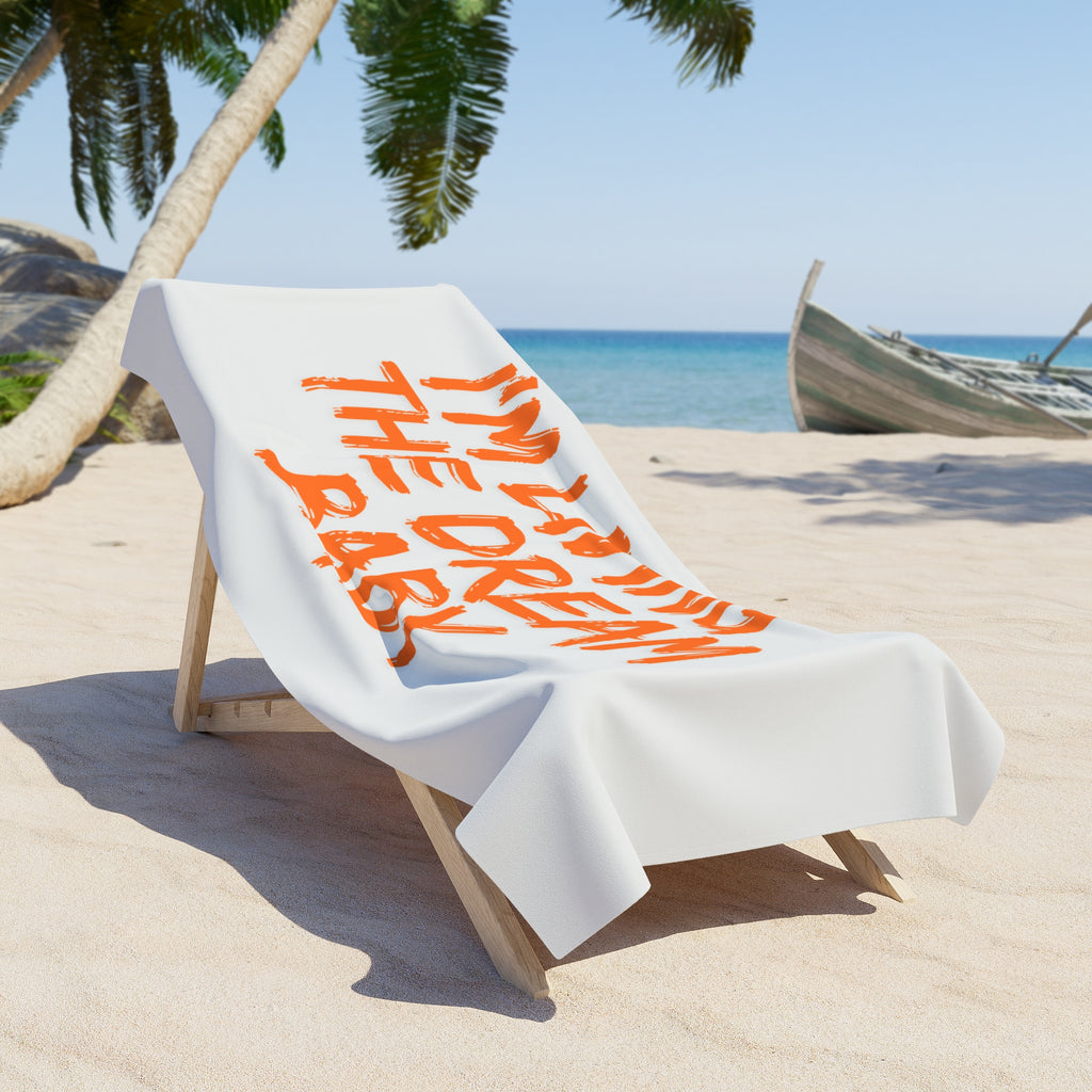 I'm Living the Dream Baby Beach Towel — Bold Orange Script Vacation Towel