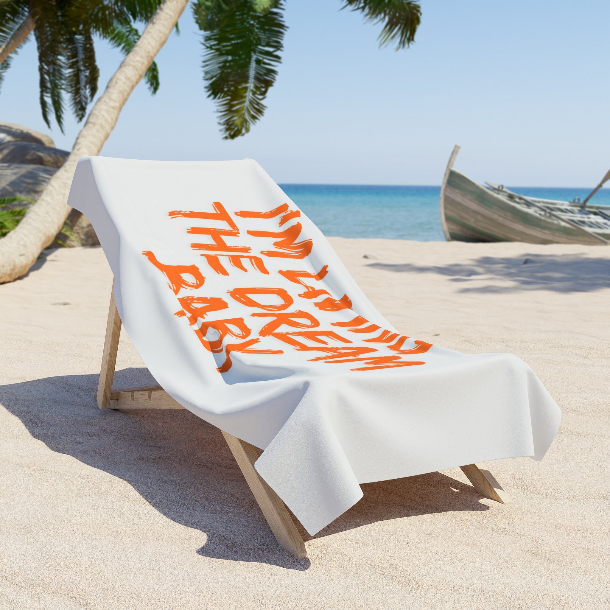 I'm Living the Dream Baby Beach Towel — Bold Orange Script Vacation Towel