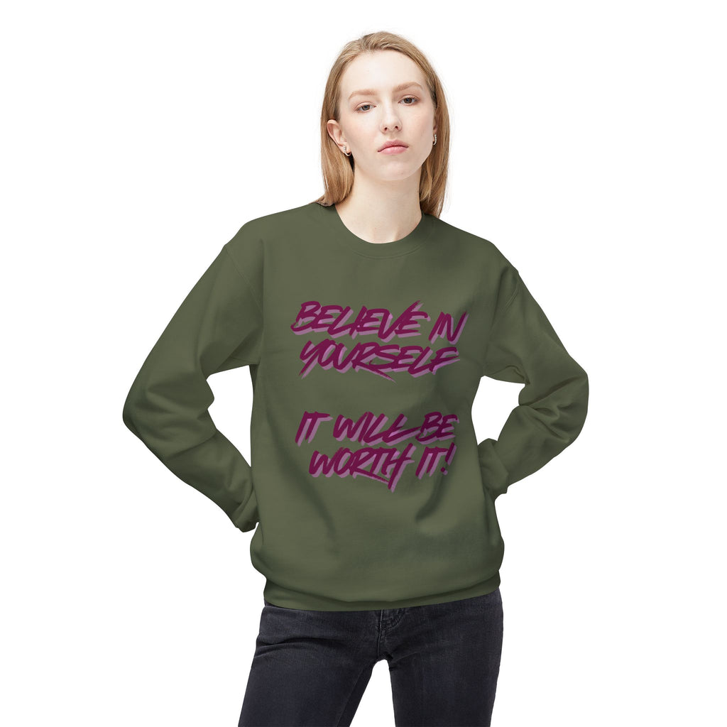 Believe in Yourself Crewneck Sweatshirt — Motivational Quote Pullover