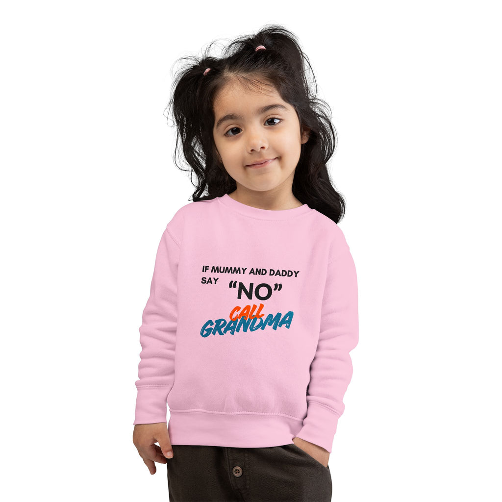 Toddler Sweatshirt: "If Mummy and Daddy Say 'No' Call Grandma" Cute Kids Pullover