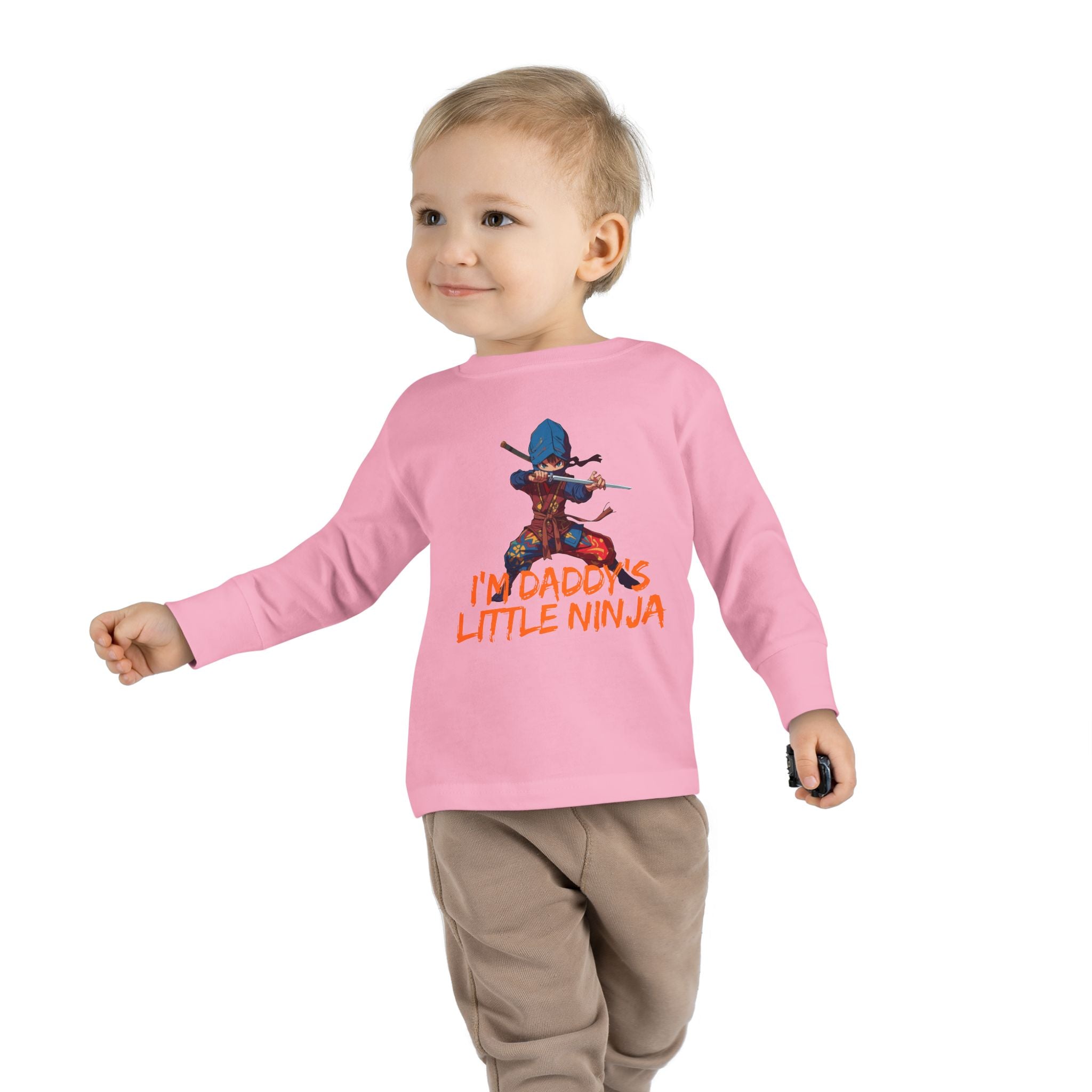 Toddler Long Sleeve Tee - "I'm Daddy's Little Ninja" Cute Martial Arts Graphic Shirt