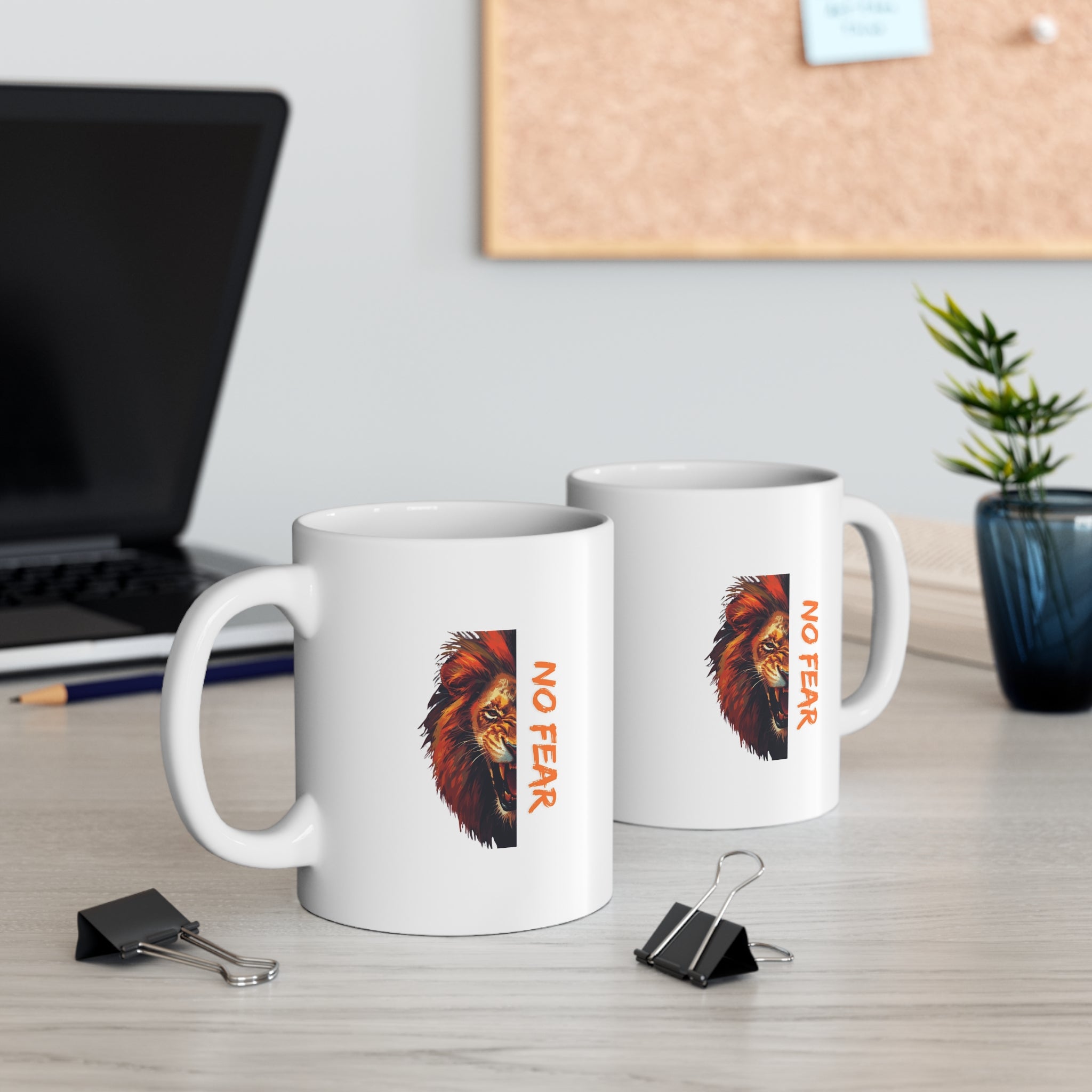 No Fear Lion Mug — Bold 11oz Coffee Cup for Courage & Motivation