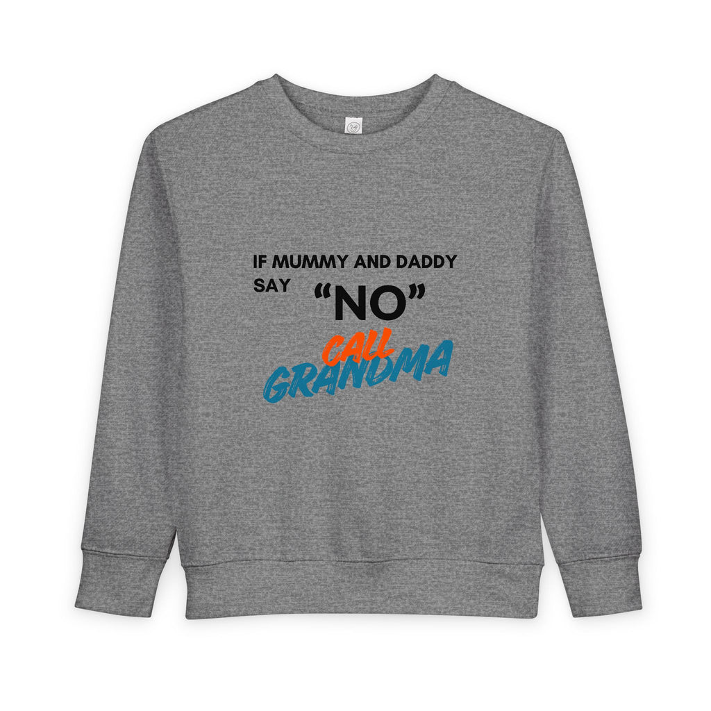 Toddler Sweatshirt: "If Mummy and Daddy Say 'No' Call Grandma" Cute Kids Pullover
