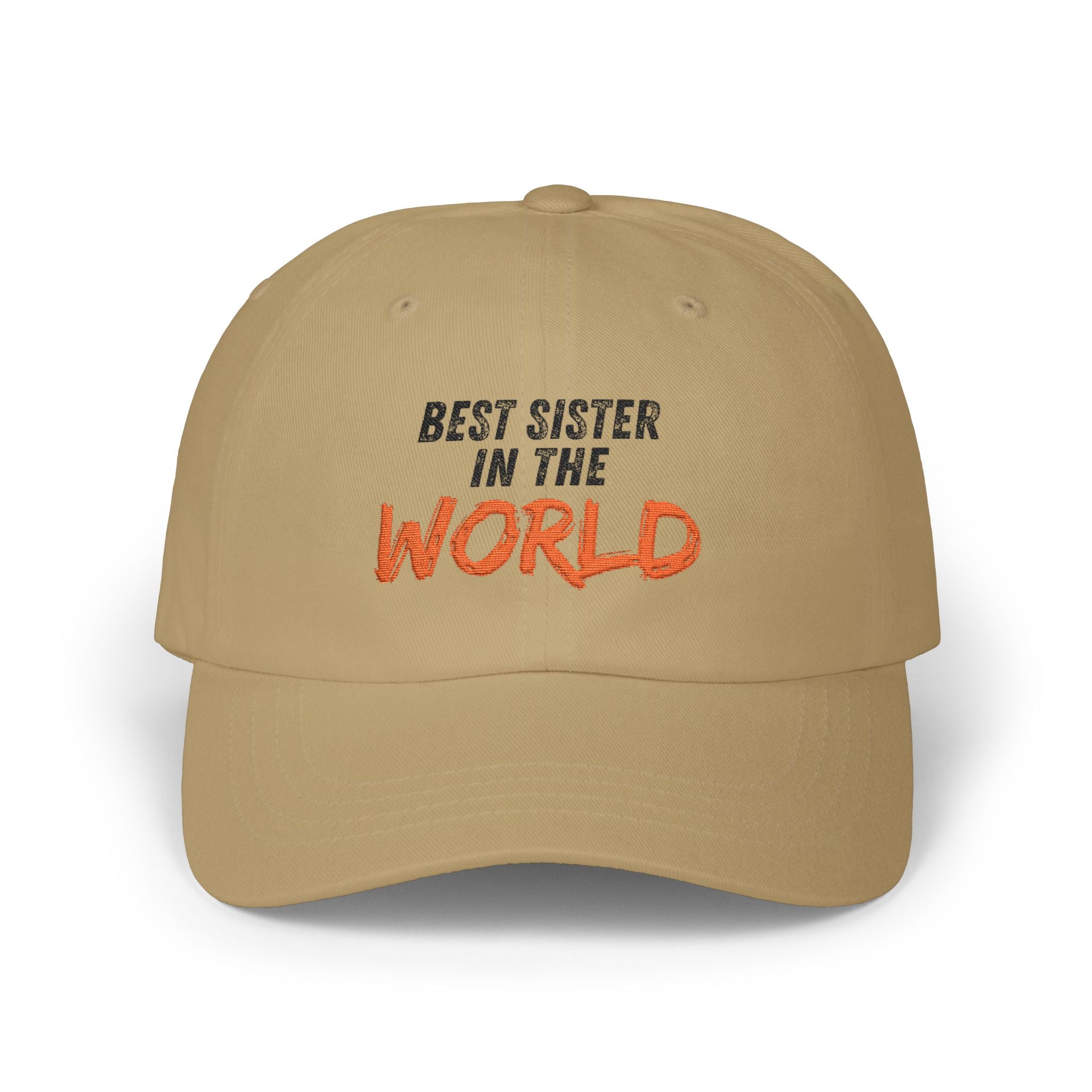 Best Sister in the World Dad Cap — Embroidered White Baseball Hat for Sisters, Gifts for Her