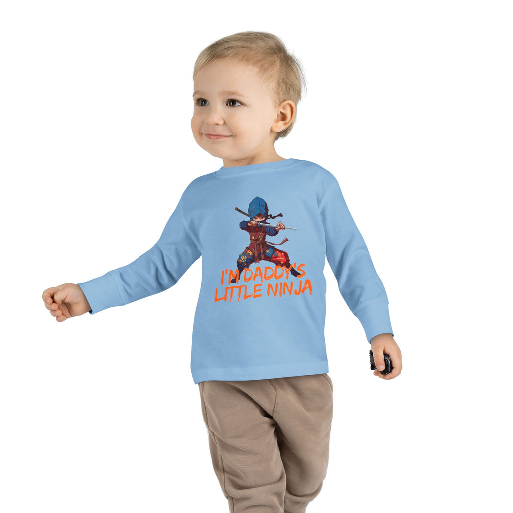 Toddler Long Sleeve Tee - "I'm Daddy's Little Ninja" Cute Martial Arts Graphic Shirt